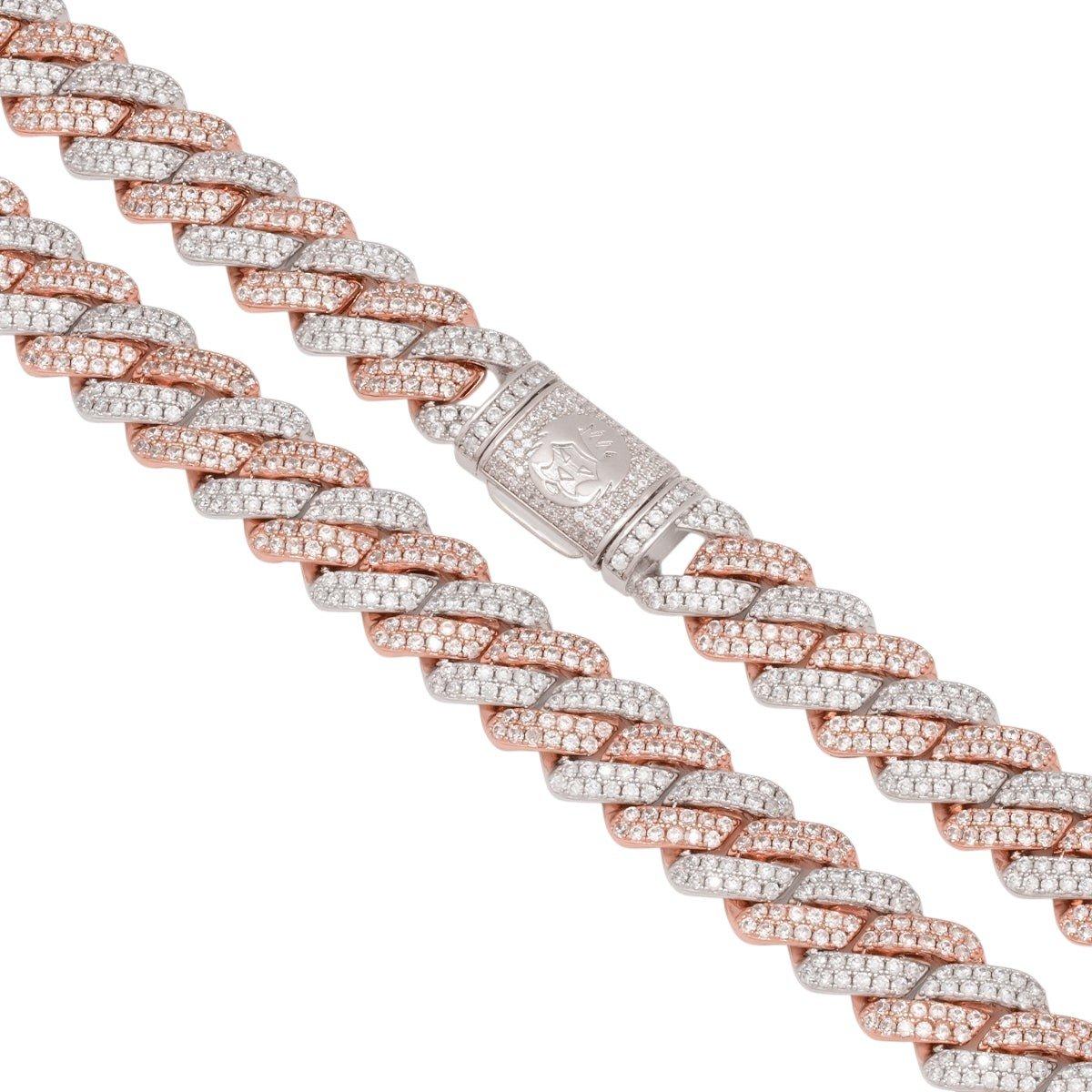 King Ice 12mm Rose Gold Iced Diamond-Cut Miami Cuban Link Chain - ROSE GOLD