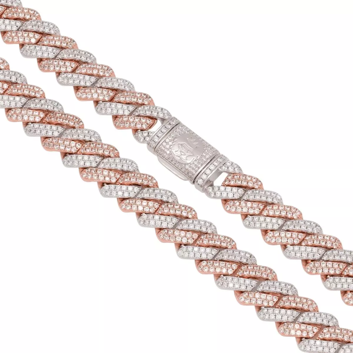 King Ice 12mm Rose Gold Iced Diamond-Cut Miami Cuban Link Chain - ROSE GOLD