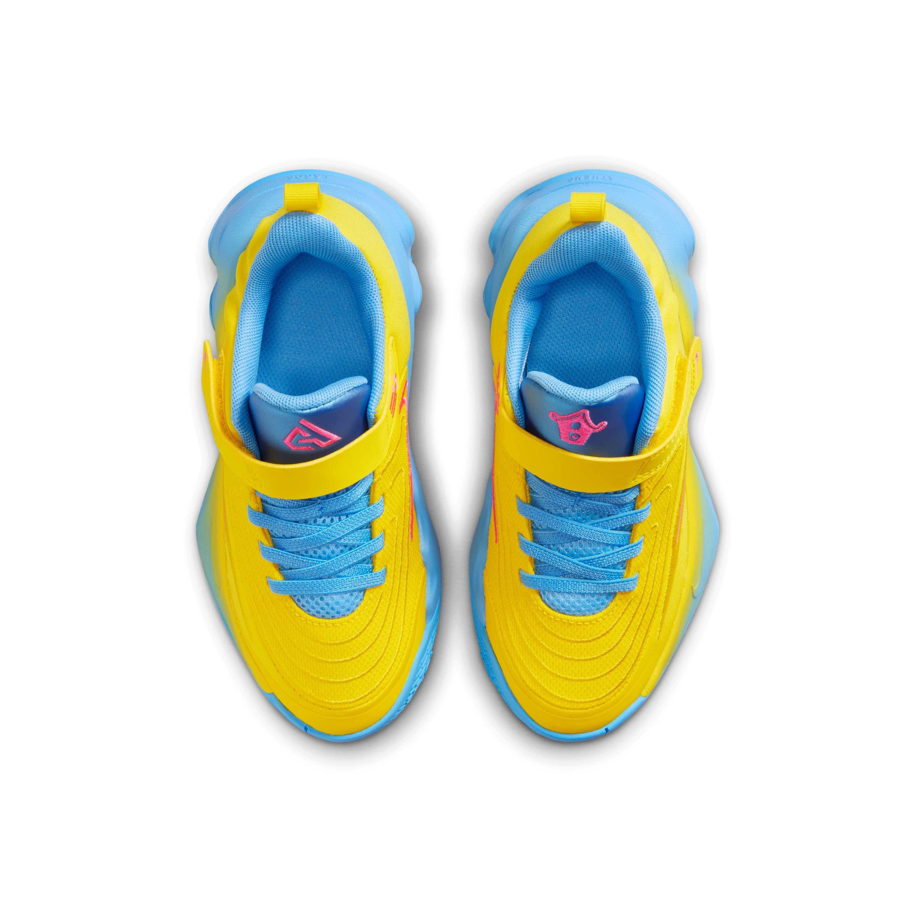 Nike Giannis Immortality 4 Preschool Boys' "Lightning/University Blue/Hyper Pink" Basketball Shoe