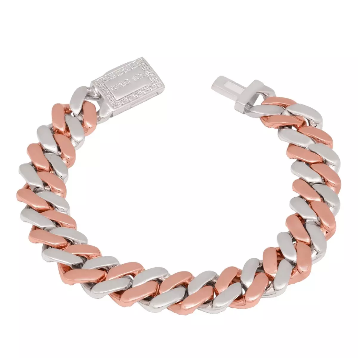 King Ice 12mm Rose Gold Iced Diamond-Cut Miami Cuban Link Bracelet - ROSE GOLD