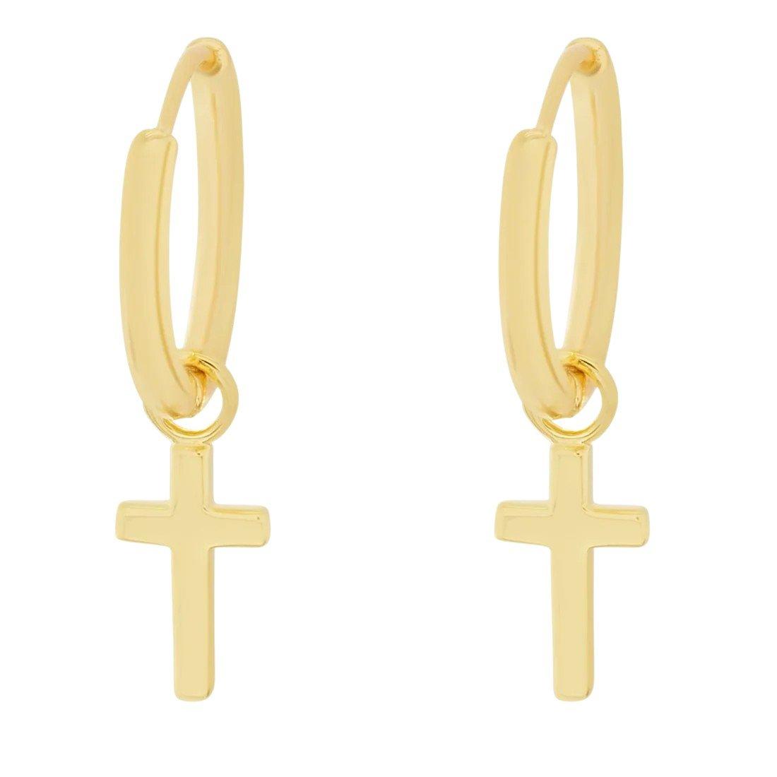 King Ice Hanging Cross Earrings - GOLD