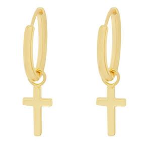 King Ice Hanging Cross Earrings - GOLD