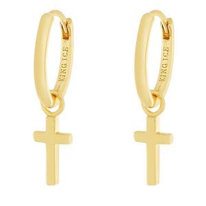 King Ice Hanging Cross Earrings - GOLD