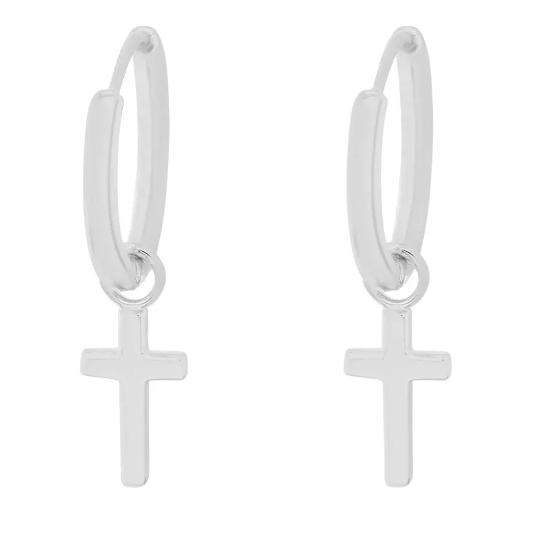 King Ice Hanging Cross Earrings - WHITE GOLD