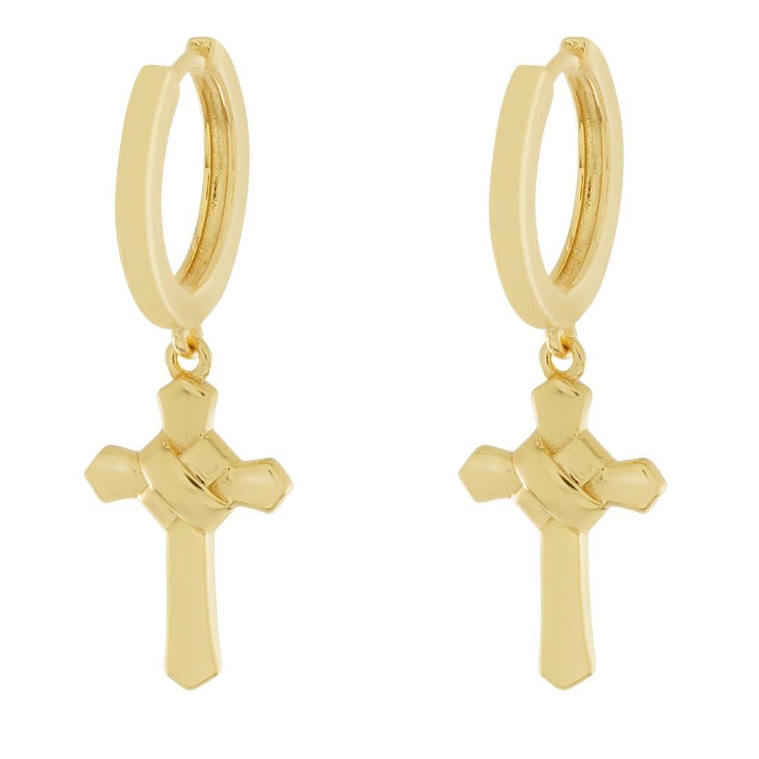 King Ice Wrapped Cross Earrings - GOLD