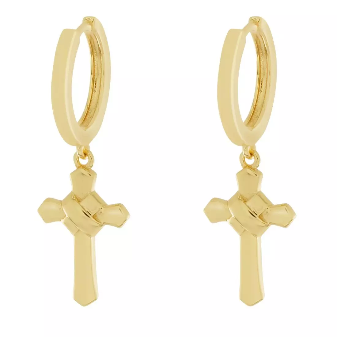 King Ice Wrapped Cross Earrings - GOLD