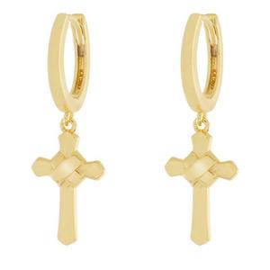 King Ice Wrapped Cross Earrings - GOLD
