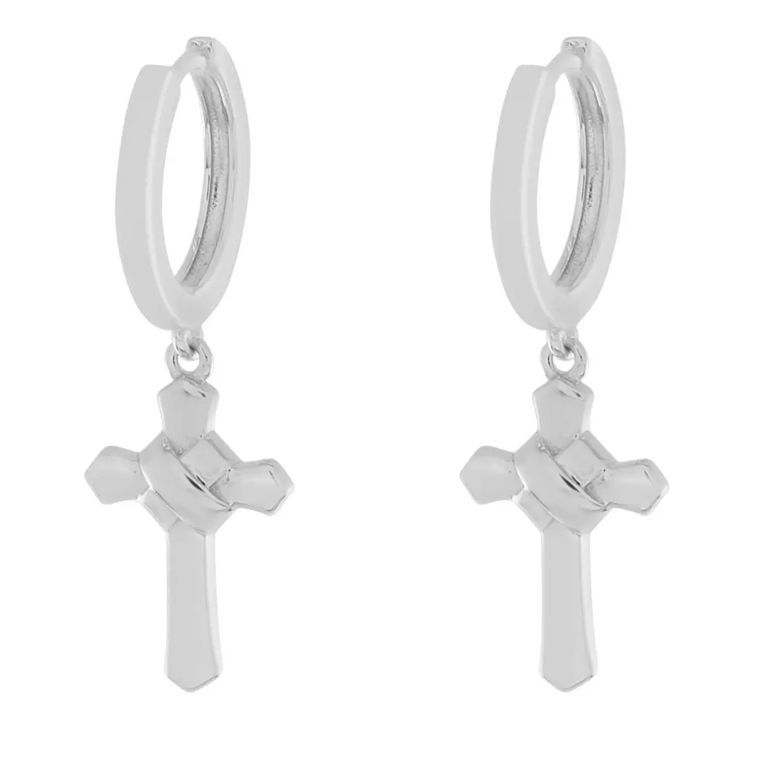 King Ice Wrapped Cross Earrings - WHITE GOLD