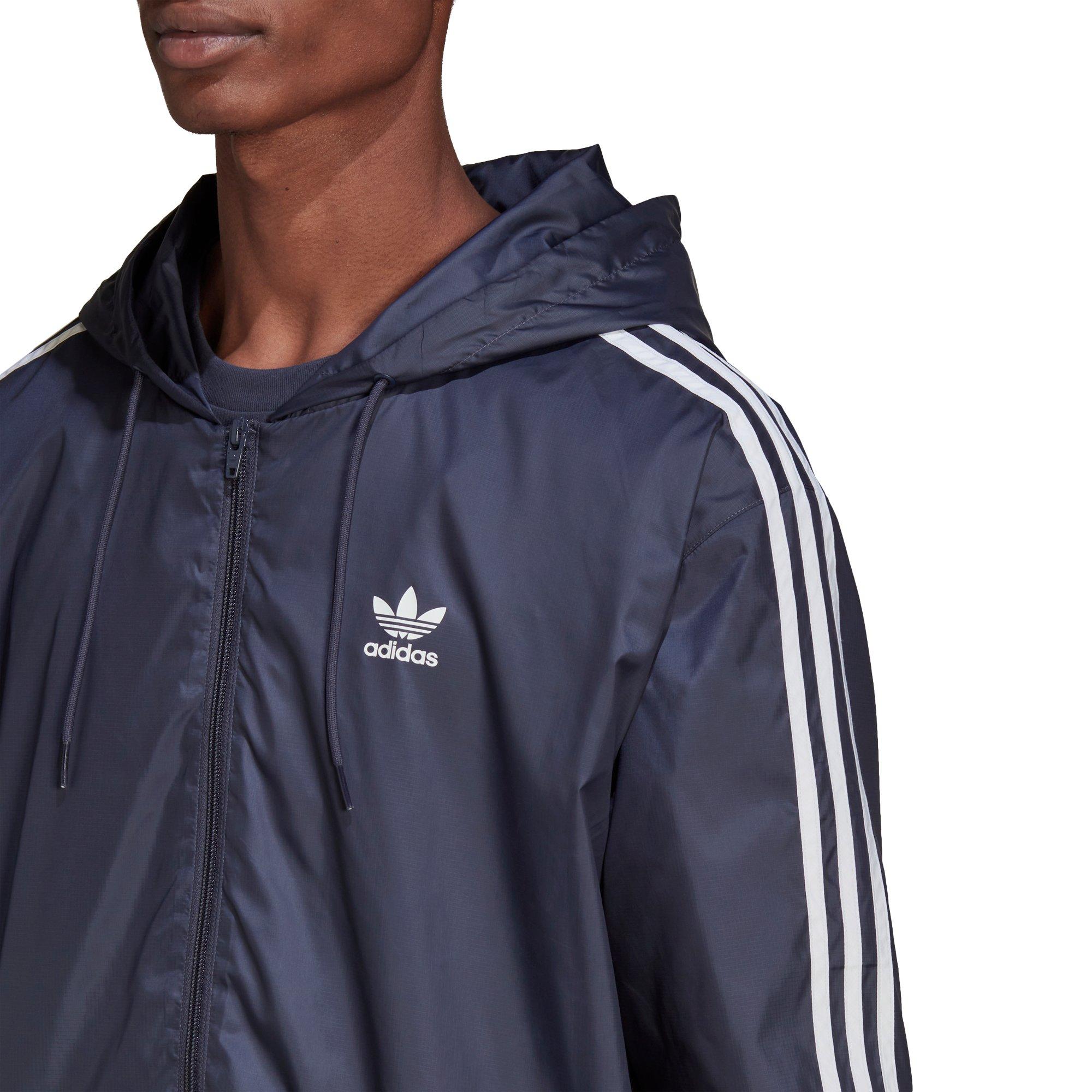 adidas Originals Logo Detailed Zipped Windbreaker in Blue for Men