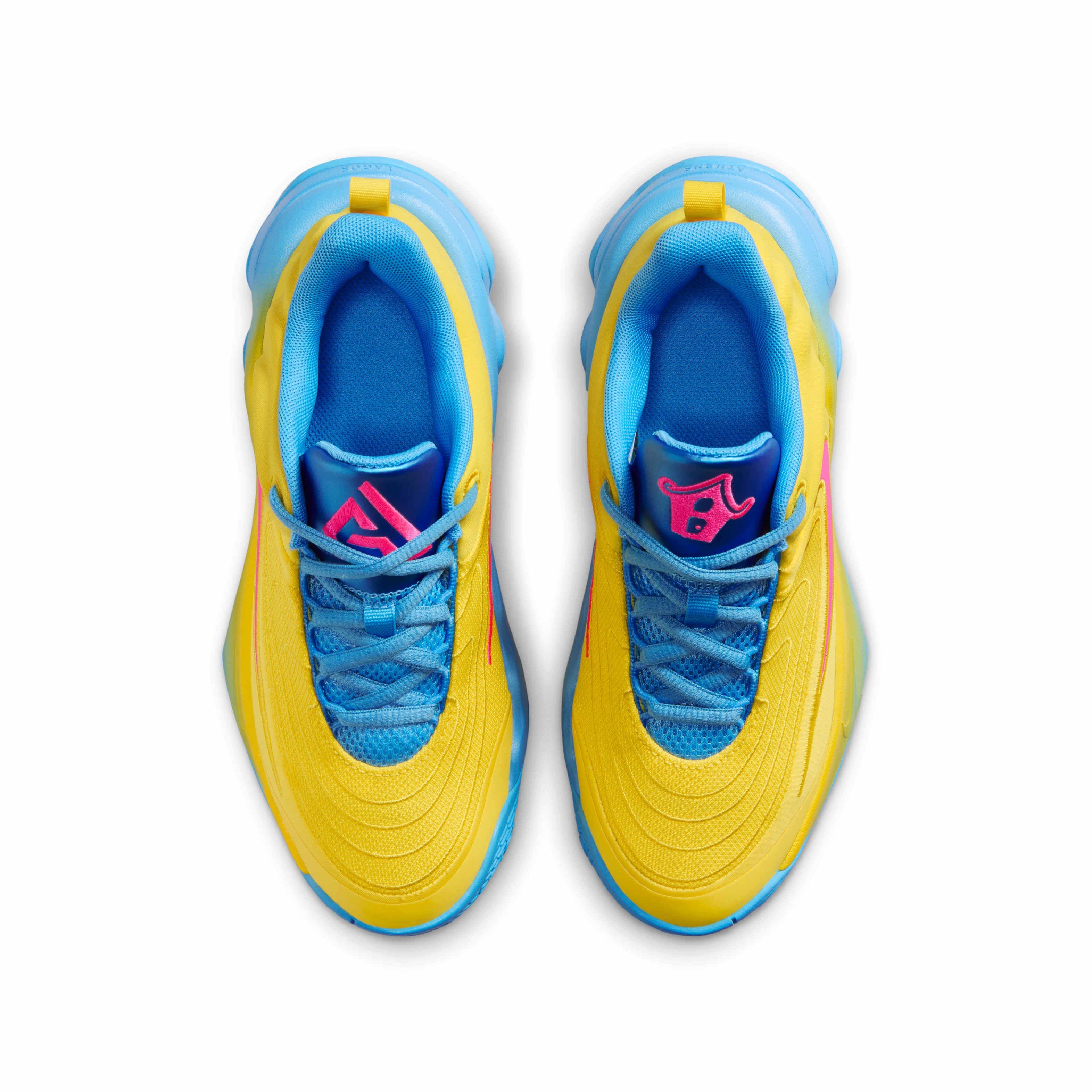 Nike Giannis Immortality 4 Grade School Boys' "Lightning/Blue/Hyper Pink" Basketball Shoe