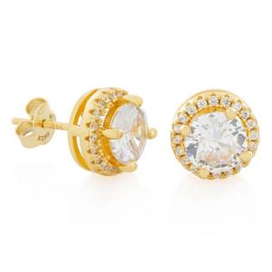 King Ice Halo Brilliant-Cut Stud Earrings - GOLD