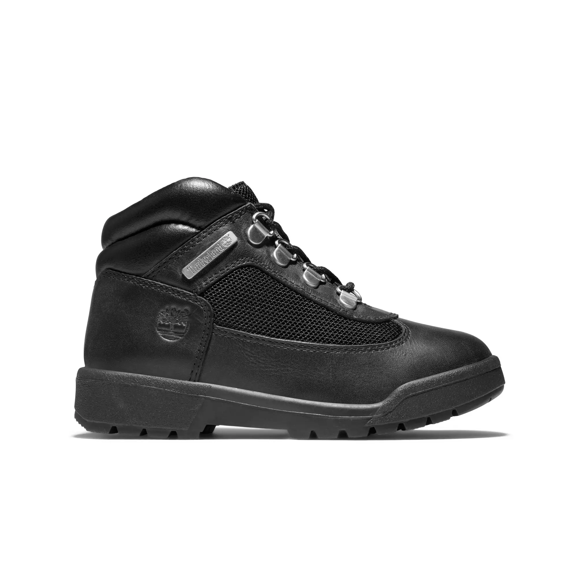 Timberland Field Mid "Black Smooth" Grade School Kids' Hiking Boot - BLACK