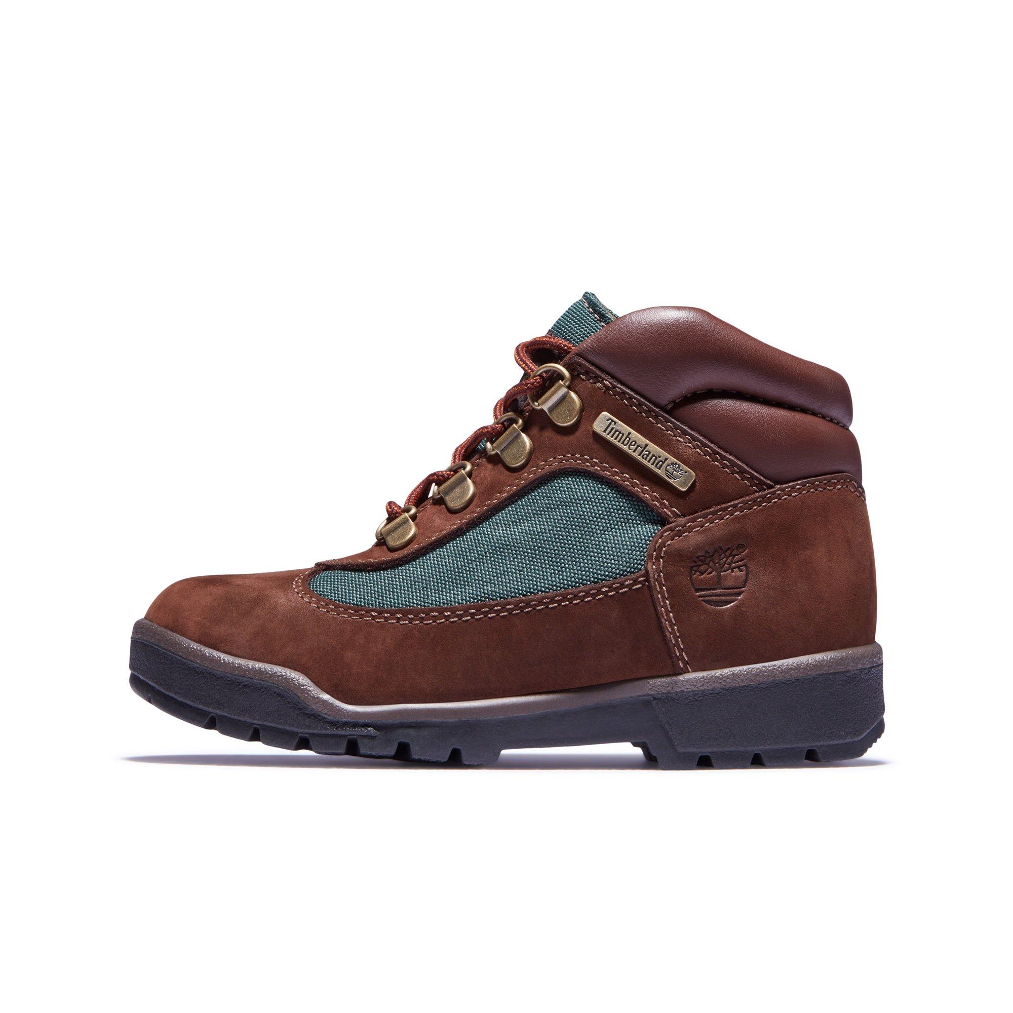 Timberland Field Mid Grade School Kids' "Brown Nubuck/Dark Olive" Hiking Boot