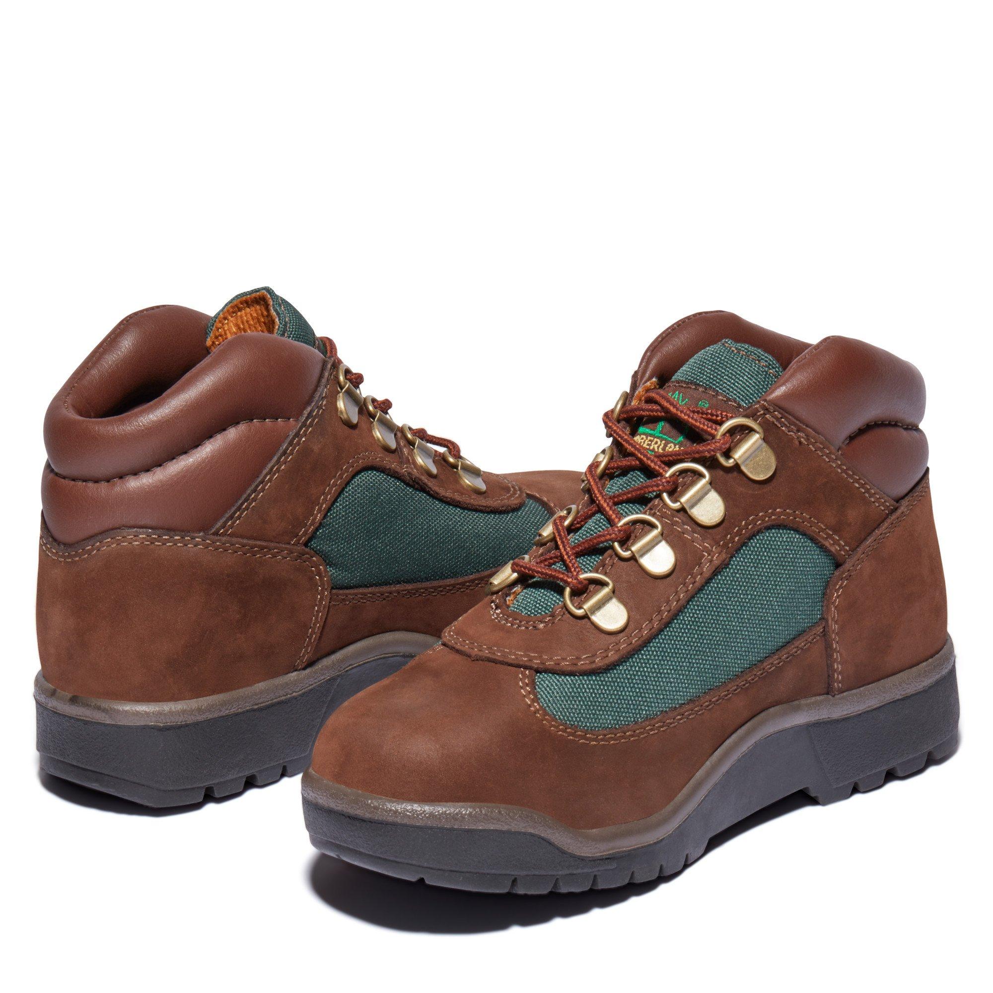 Timberland Field Mid Grade School Kids' "Brown Nubuck/Dark Olive" Hiking Boot