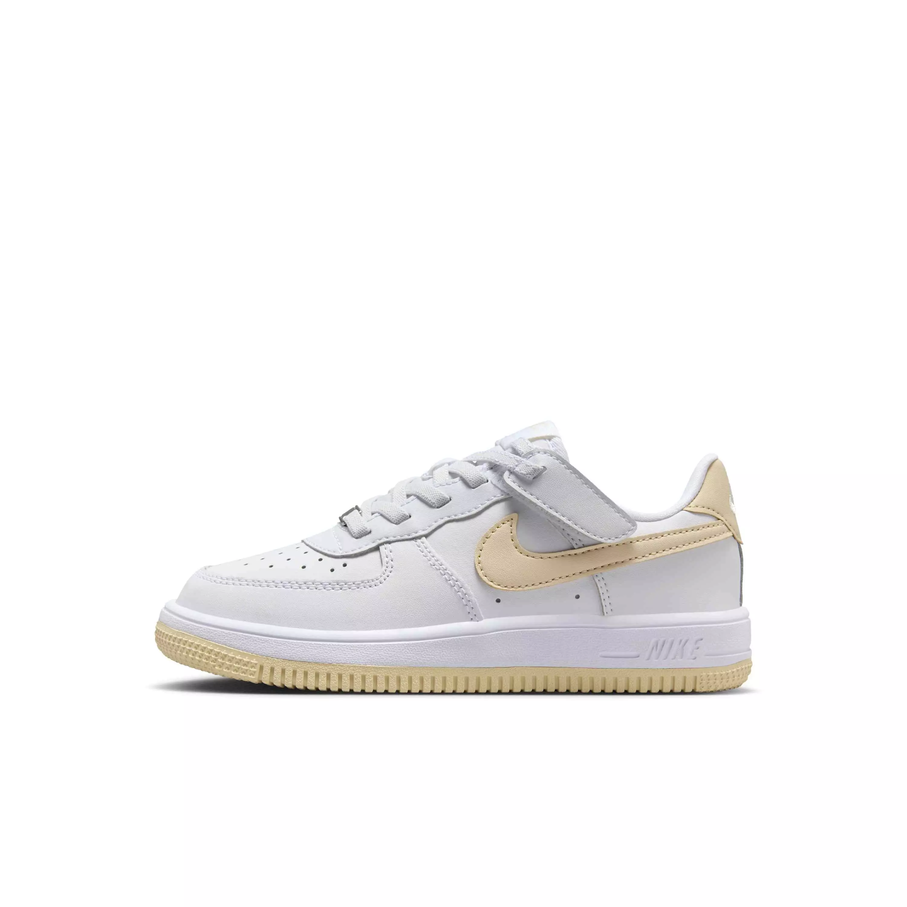 Nike Force 1 Low EasyOn "White/White/Light Khaki" Preschool Boys' Shoe - WHITE/WHITE/LT KHAKI