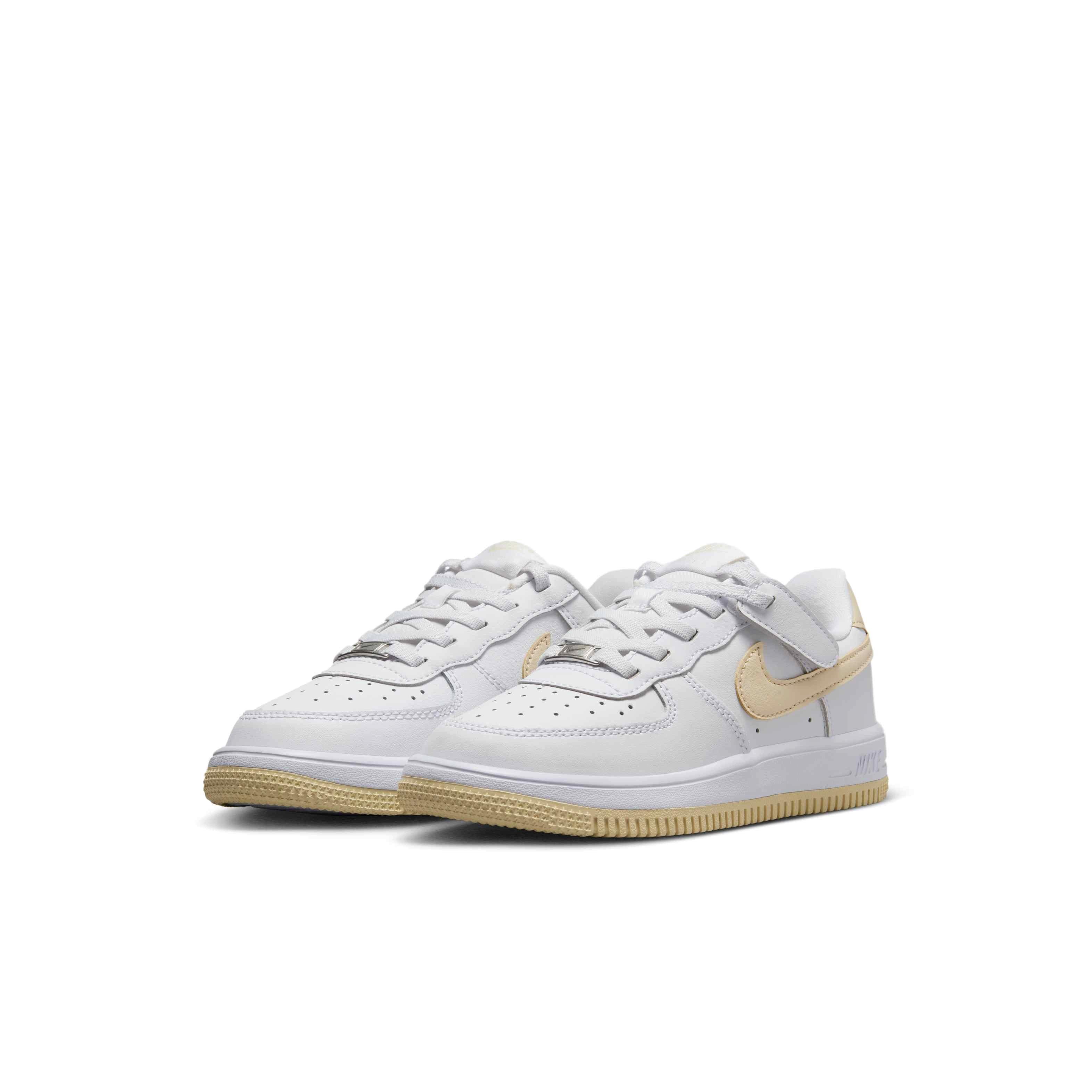 Nike Force 1 Low EasyOn Preschool Boys' "White/White/Light Khaki" Shoe