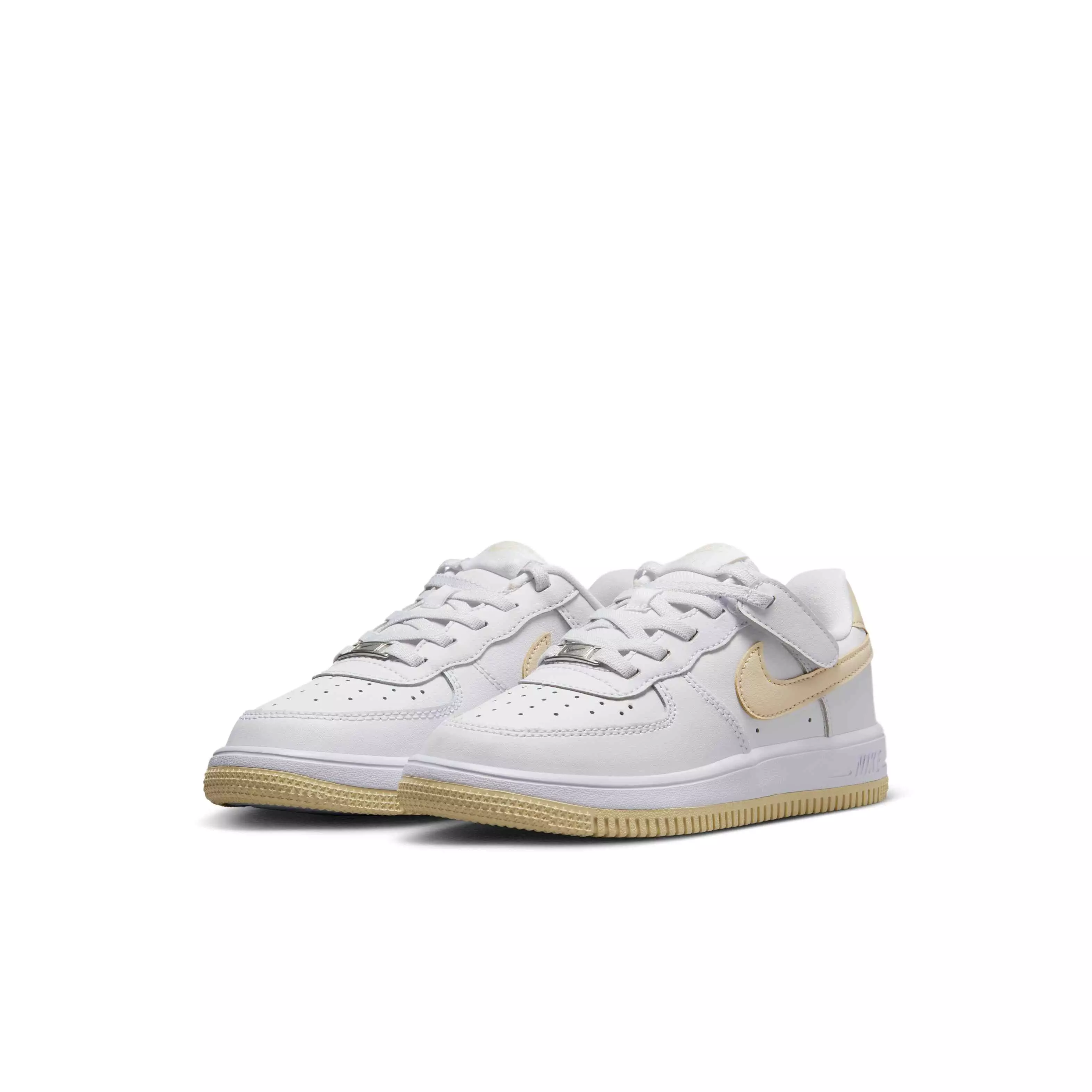 Nike Force 1 Low EasyOn "White/White/Light Khaki" Preschool Boys' Shoe - WHITE/WHITE/LT KHAKI