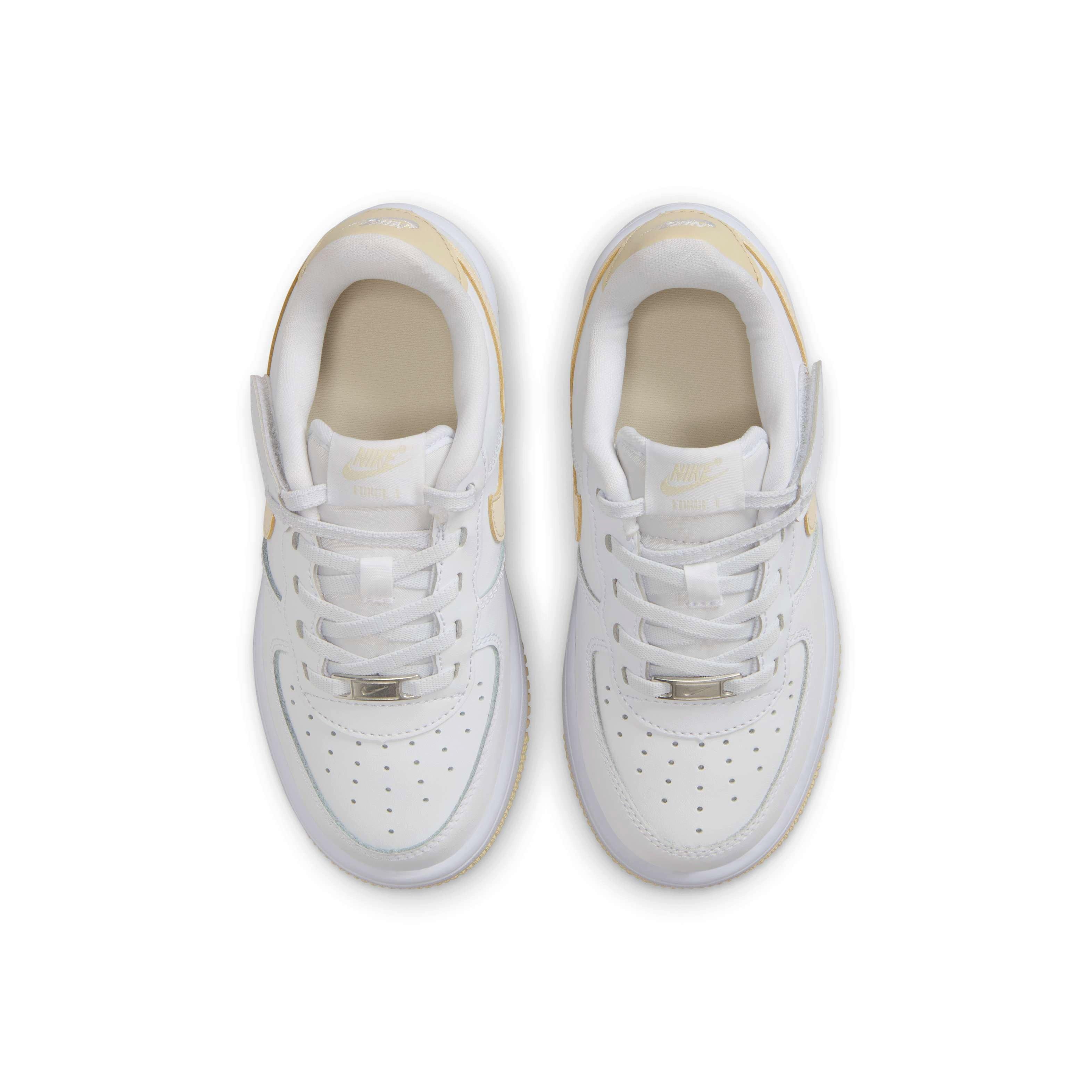 Nike Force 1 Low EasyOn Preschool Boys' "White/White/Light Khaki" Shoe