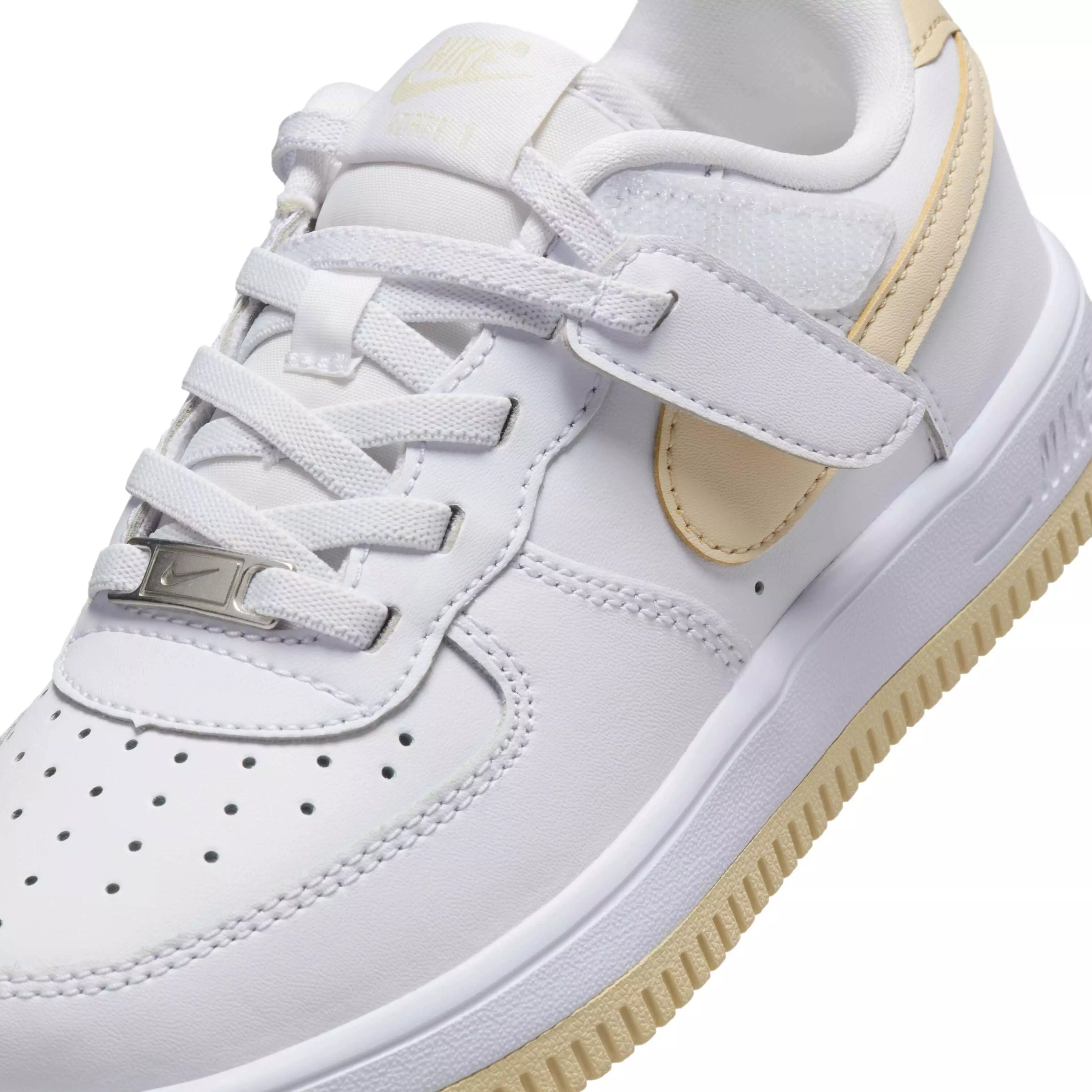 Nike Force 1 Low EasyOn "White/White/Light Khaki" Preschool Boys' Shoe - WHITE/WHITE/LT KHAKI