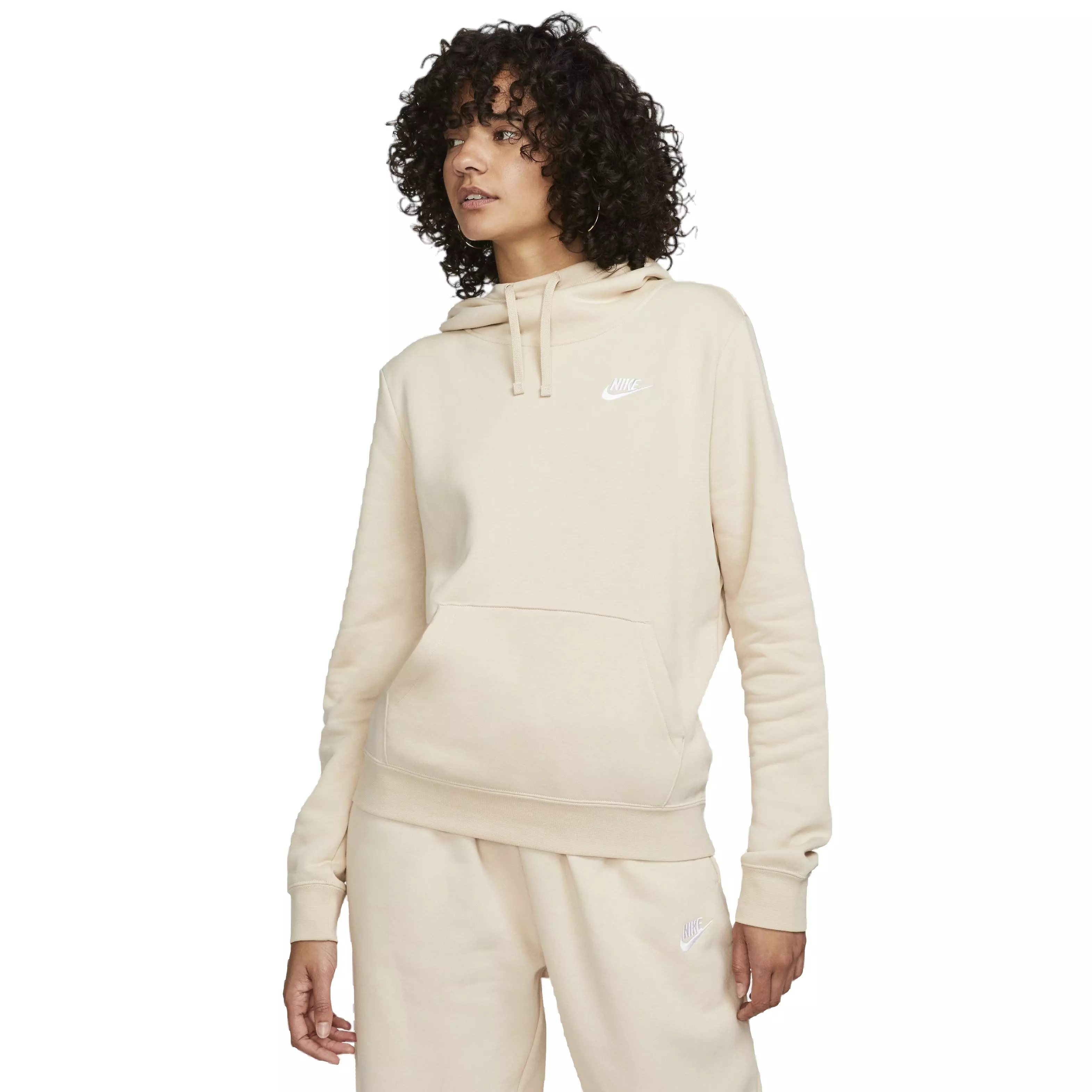 Nike Women's Sportswear Club Fleece Funnel-Neck Hoodie - SANDDRIFT