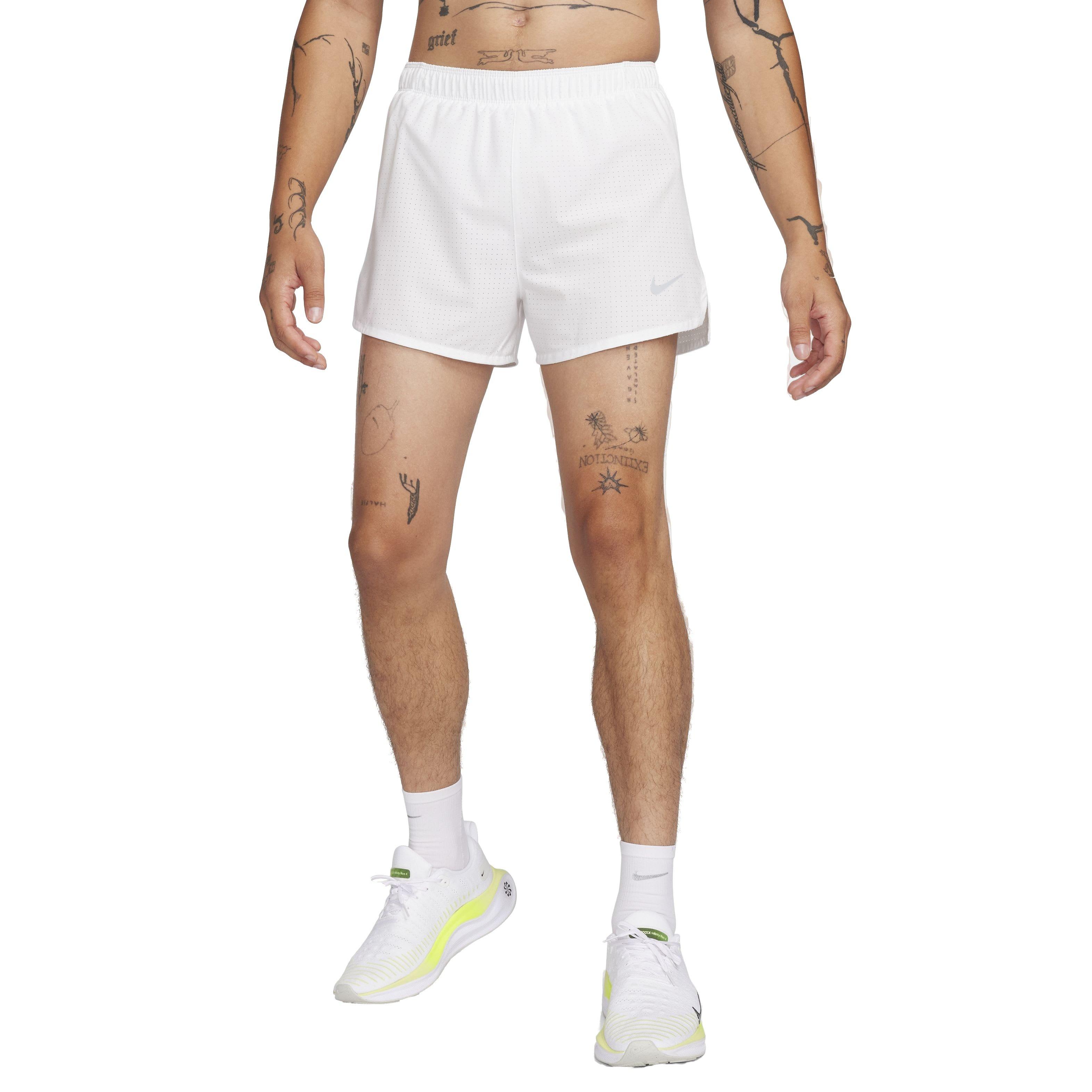 Nike Men's Dri-FIT Fat 3" Brief-Lined Running Shorts - WHITE Thumbnail View 3