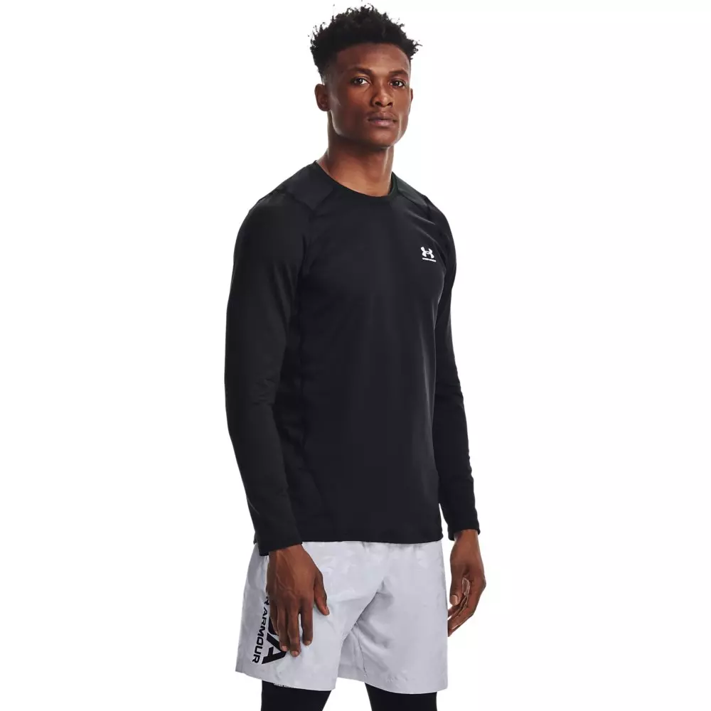 Under Armour Men's Black/White ColdGear Fitted Crew - Hibbett