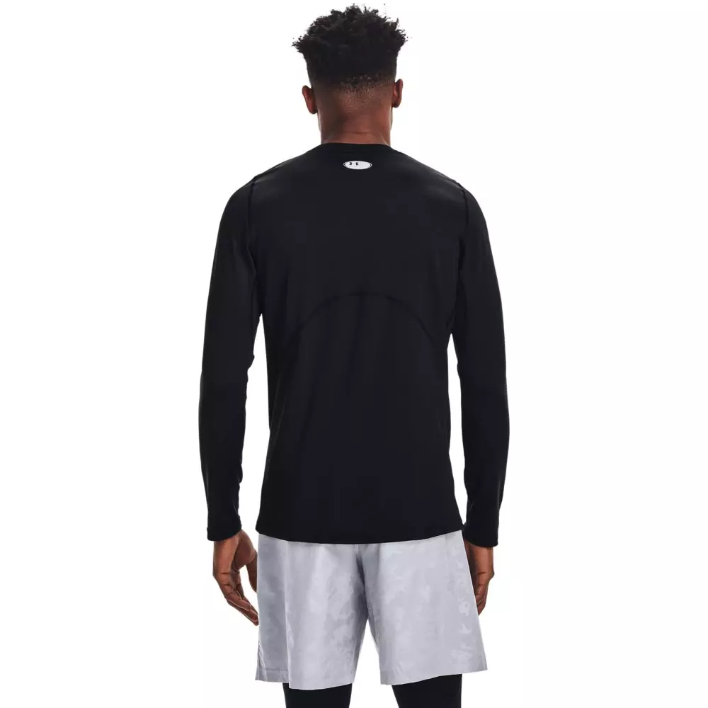 Under Armour Men's Black/White ColdGear Fitted Crew - BLACK/WHITE
