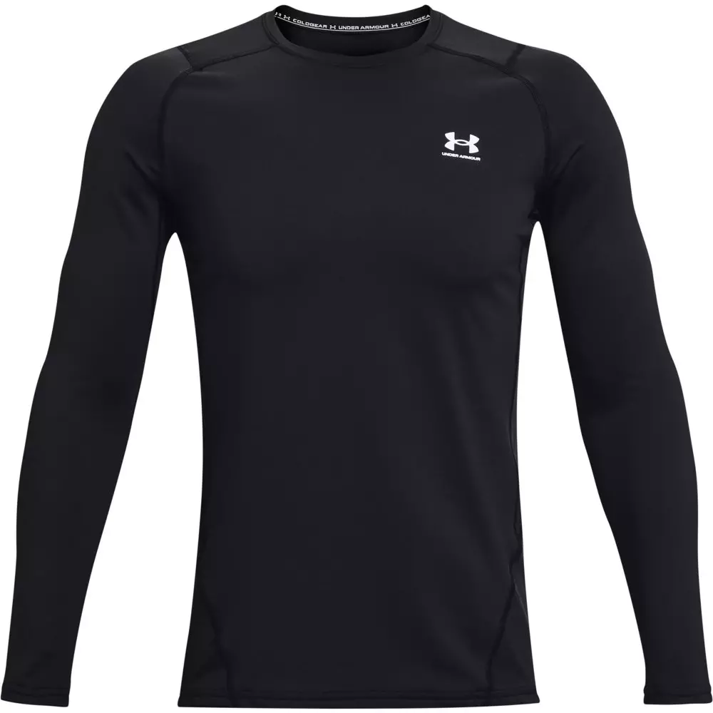 Under Armour Men's Black/White ColdGear Fitted Crew - BLACK/WHITE