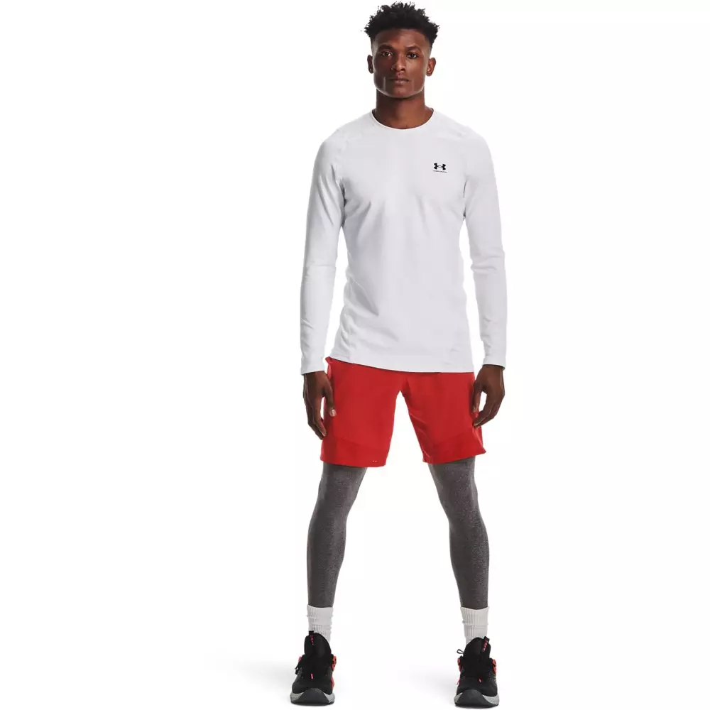Under Armour Men's White/Black ColdGear Fitted Crew Shirt - WHITE/BLACK
