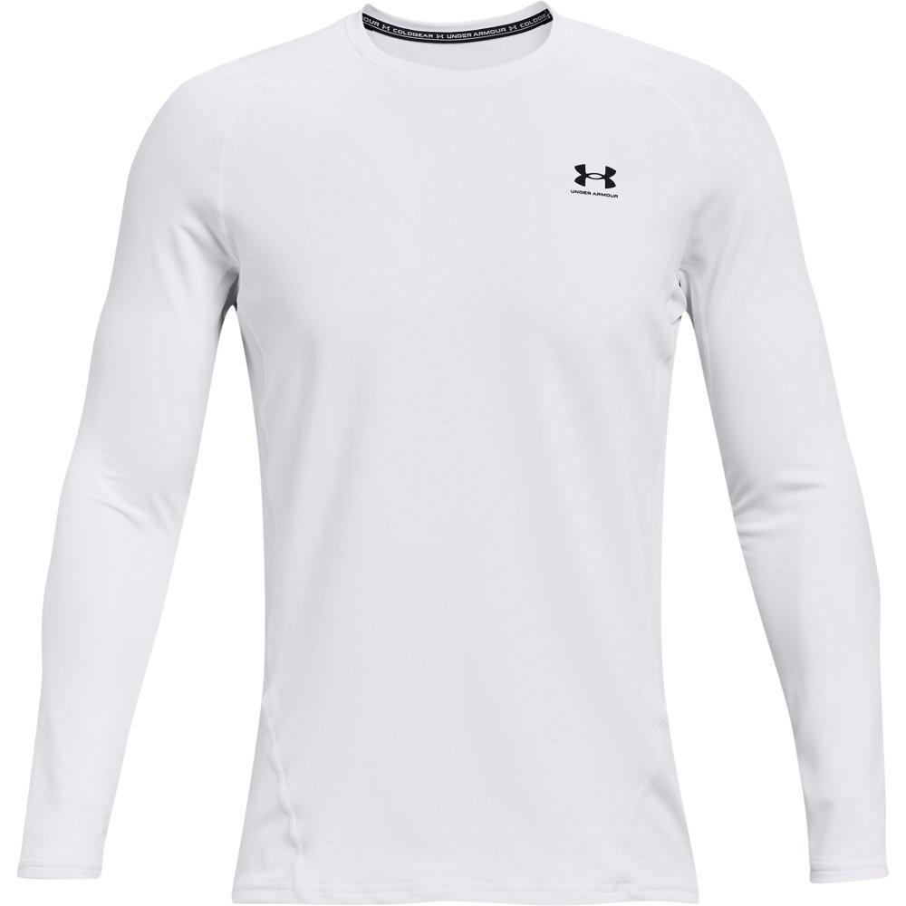 Under Armour Men's White/Black ColdGear Fitted Crew Shirt - WHITE/BLACK Thumbnail View 4