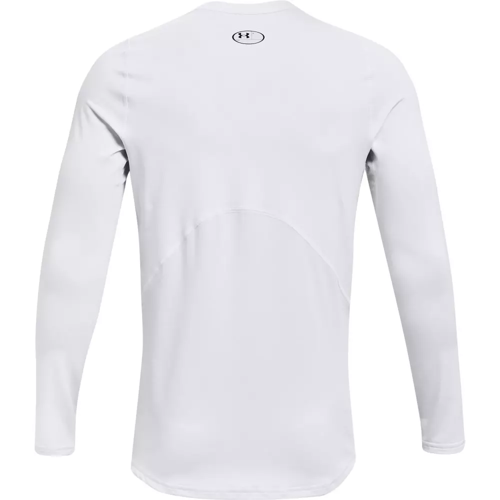Under Armour Men's White/Black ColdGear Fitted Crew Shirt - WHITE/BLACK