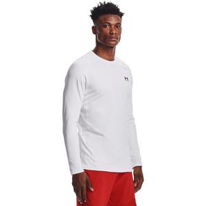 Under Armour Men's White/Black ColdGear Fitted Crew Shirt