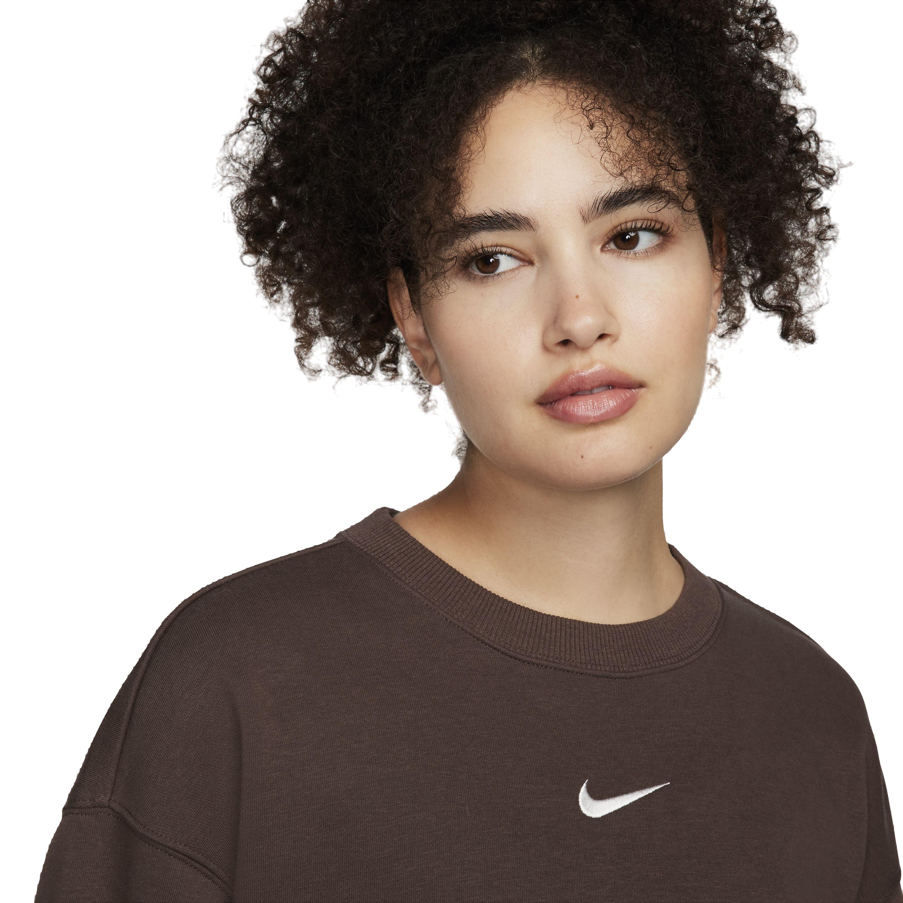 Nike Women's Sportswear Phoenix Fleece Oversized Crewneck Sweatshirt - BROWN Thumbnail View 3