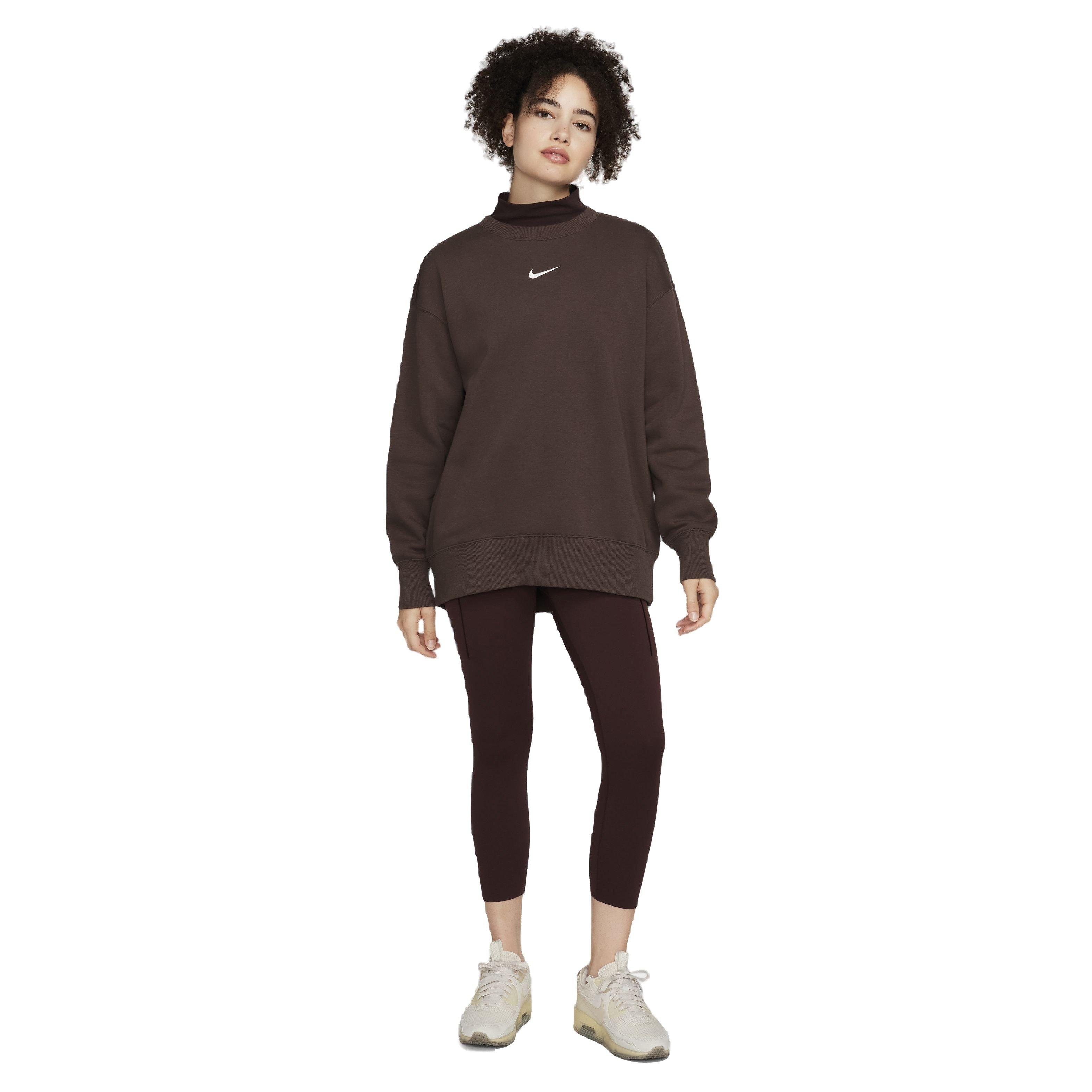 Nike Women's Sportswear Phoenix Fleece Oversized Crewneck Sweatshirt - BROWN Thumbnail View 7