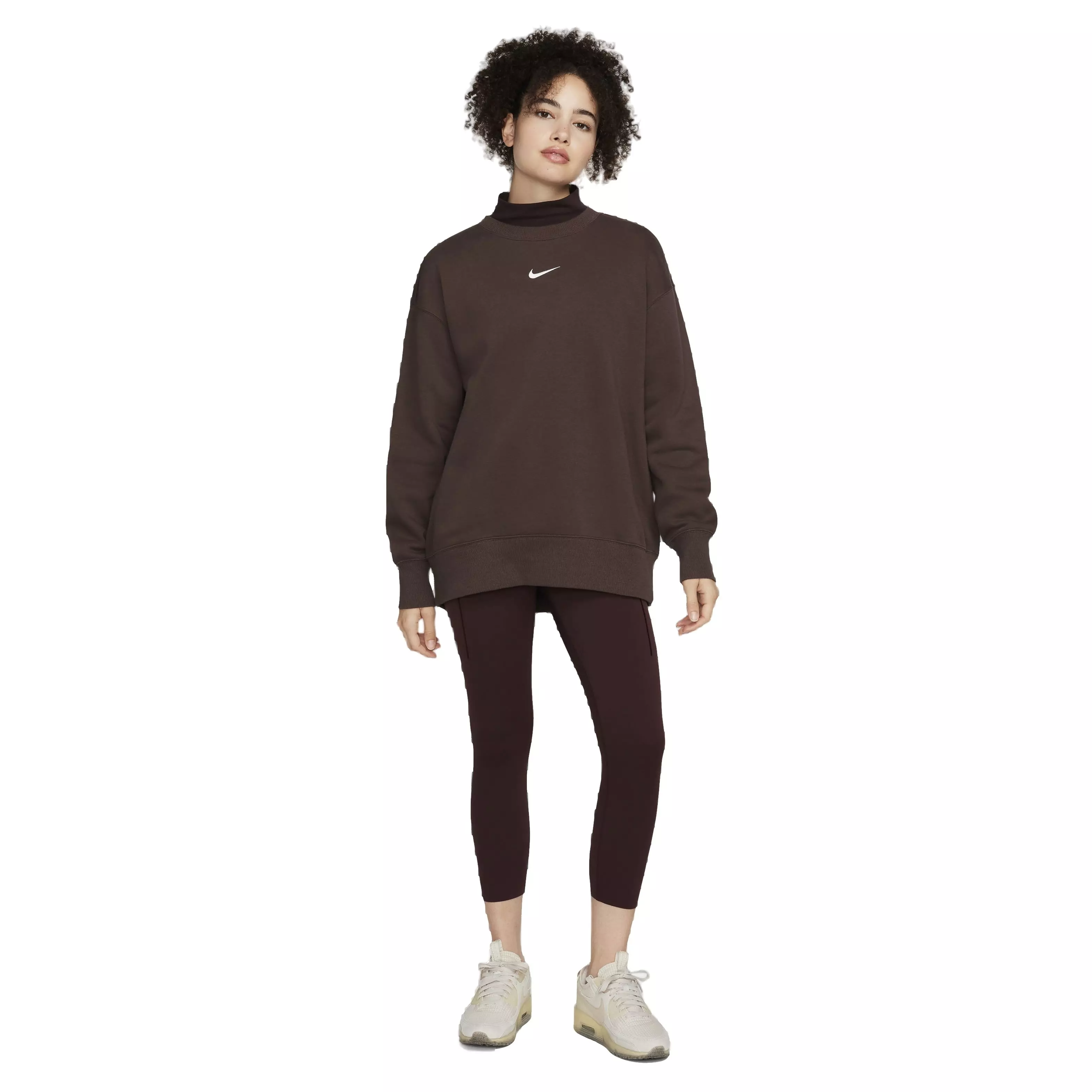 Nike Women's Sportswear Phoenix Fleece Oversized Crewneck Sweatshirt - BROWN