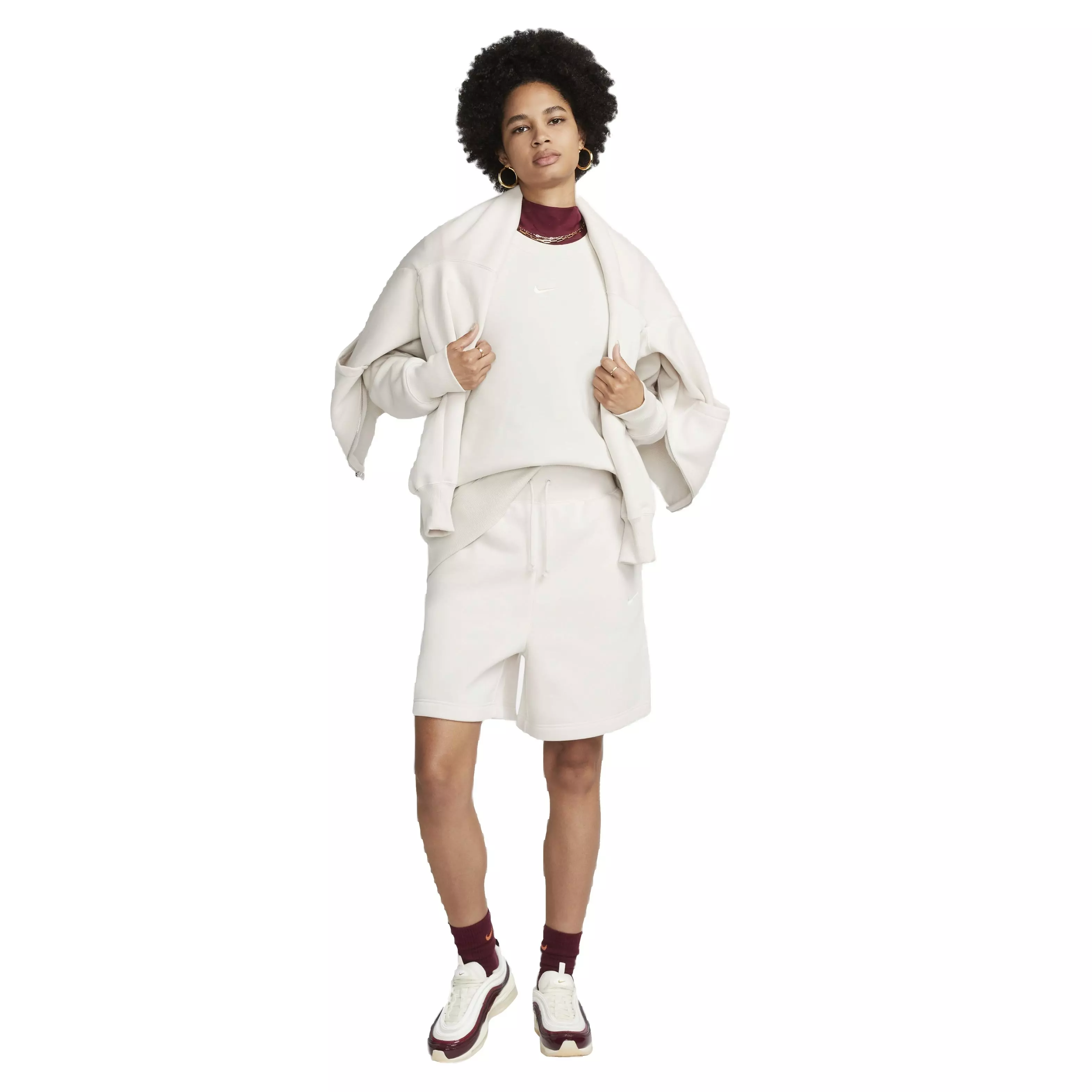 Nike Women's Sportswear Phoenix Fleece Oversized Crewneck Sweatshirt - LT BROWN