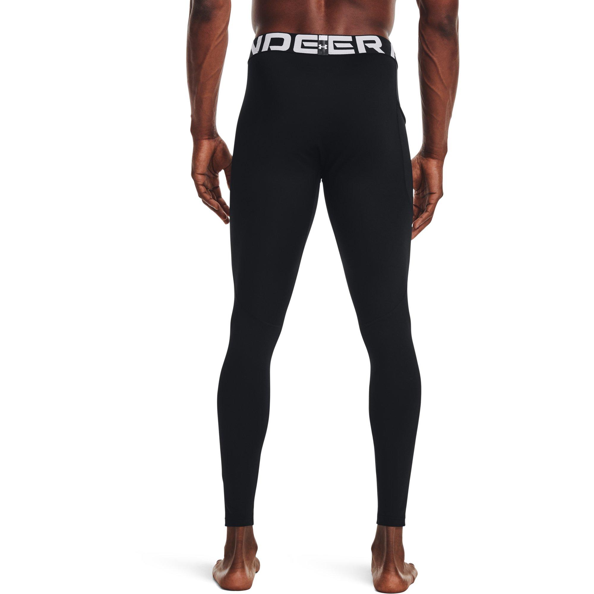Under Armour Men's "Black/White" ColdGear&reg; Armour Leggings - BLACK/WHITE Thumbnail View 2