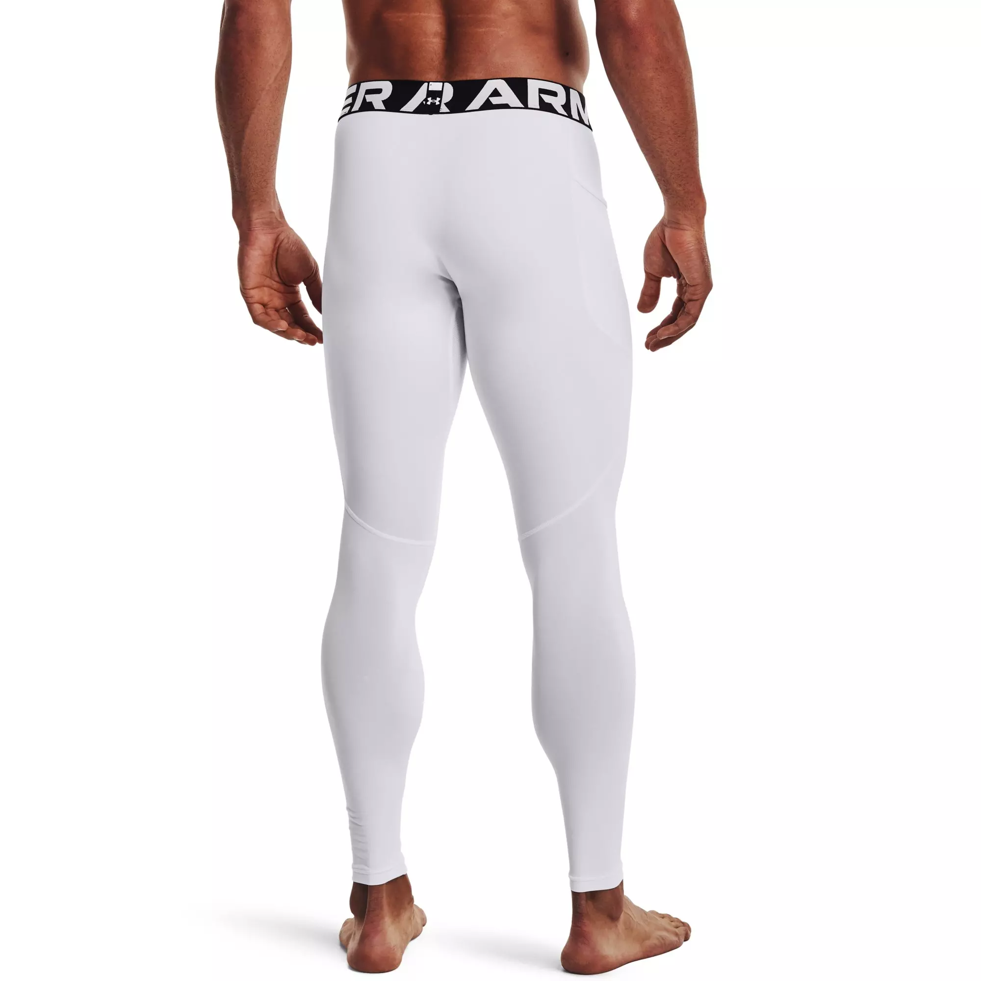Under Armour Men's "White/Black" ColdGear® Armour Leggings - WHITE/BLACK