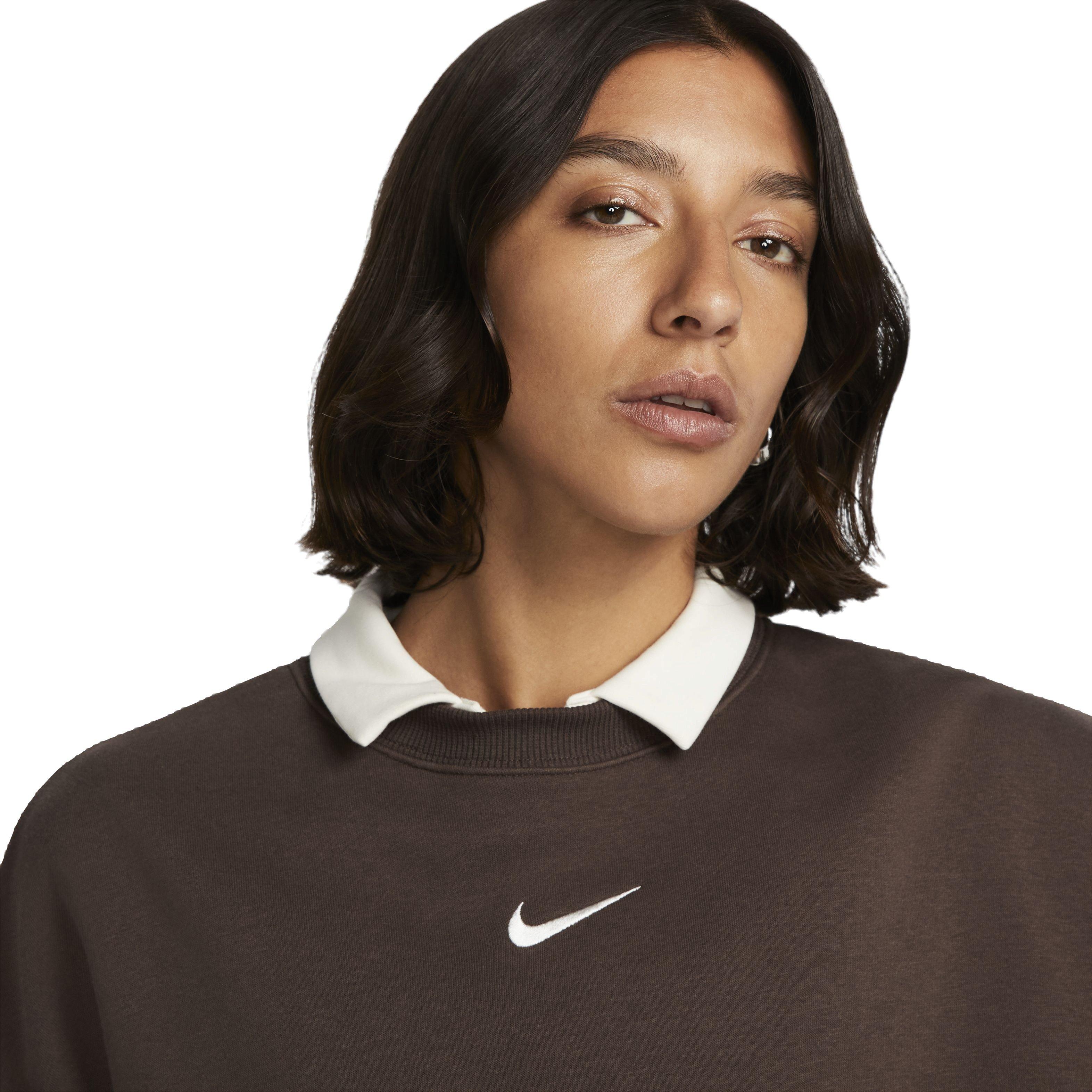 Nike Women's Sportswear Phoenix Fleece Over-Oversized Crewneck - BROWN Thumbnail View 3
