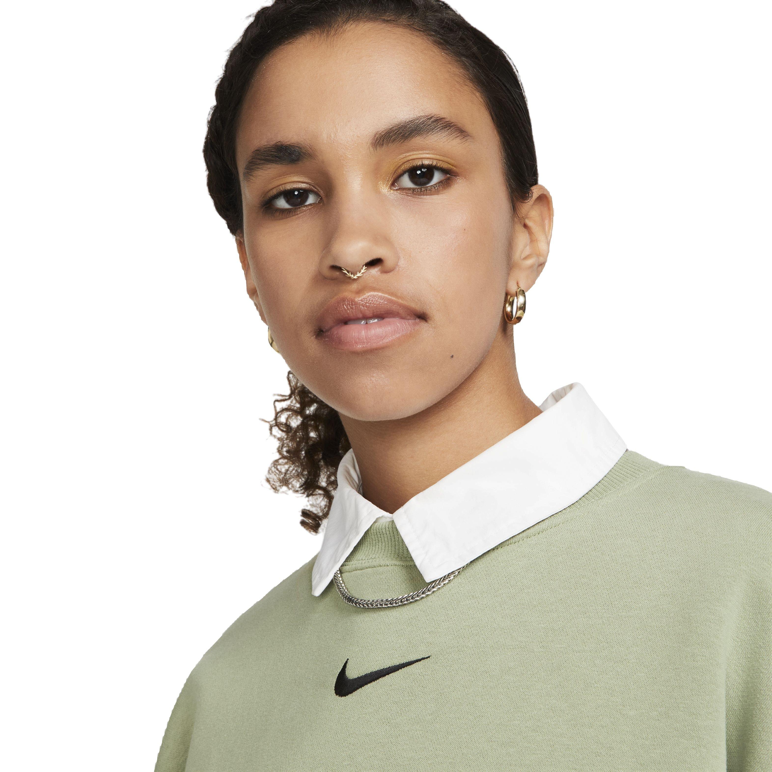 Nike Women's Sportswear Phoenix Fleece Over-Oversized Crewneck - GREEN Thumbnail View 3