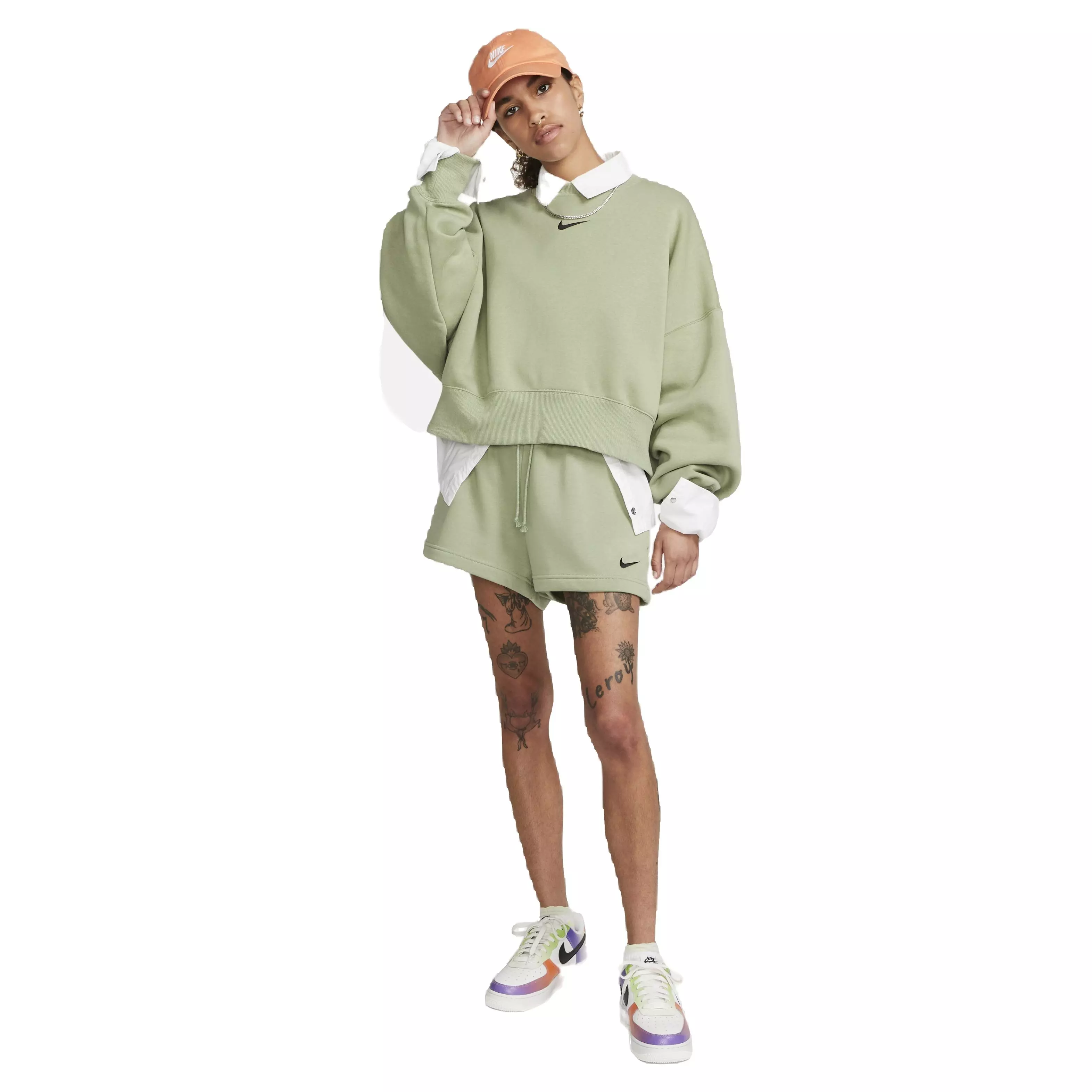 Nike Women's Sportswear Phoenix Fleece Over-Oversized Crewneck Sweatshirt - GREEN