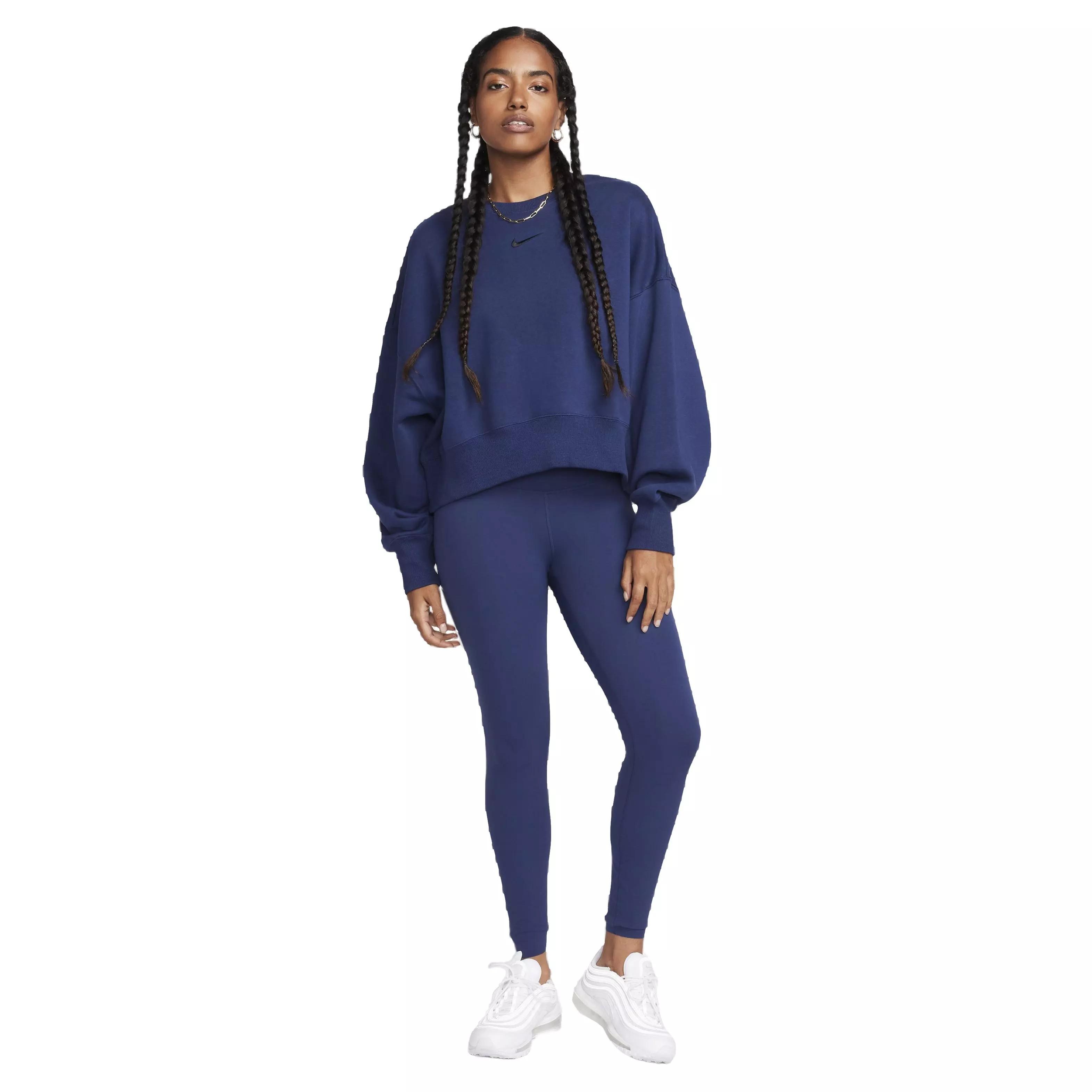 Nike Women's Sportswear Phoenix Fleece Over-Oversized Crewneck - NAVY