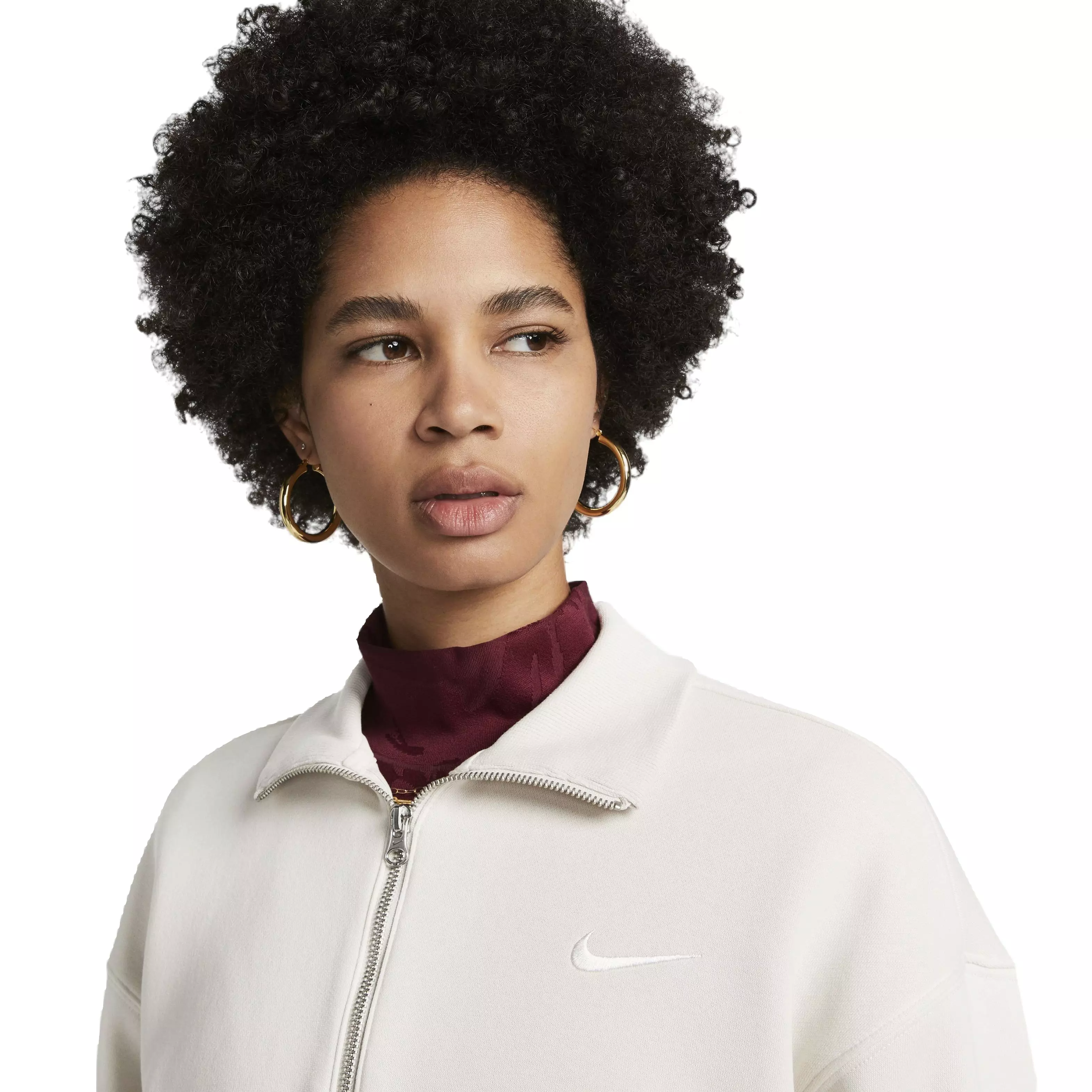 Nike Women's Sportswear Phoenix Fleece Oversized 1/2-Zip Crop Sweatshirt - LT BROWN