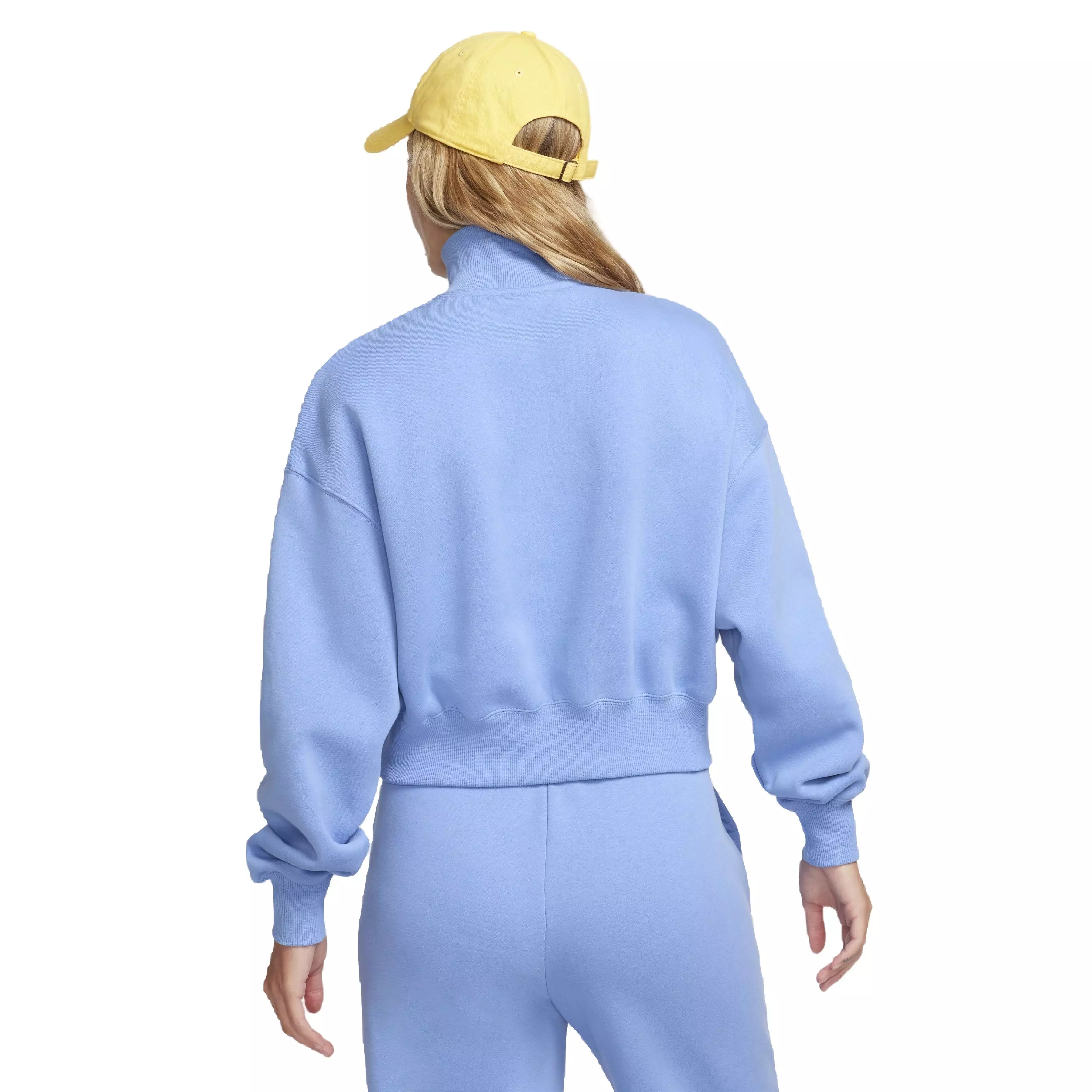 Nike Women's Sportswear Phoenix Fleece Oversized 1/4-Zip Cropped Sweatshirt - BLUE