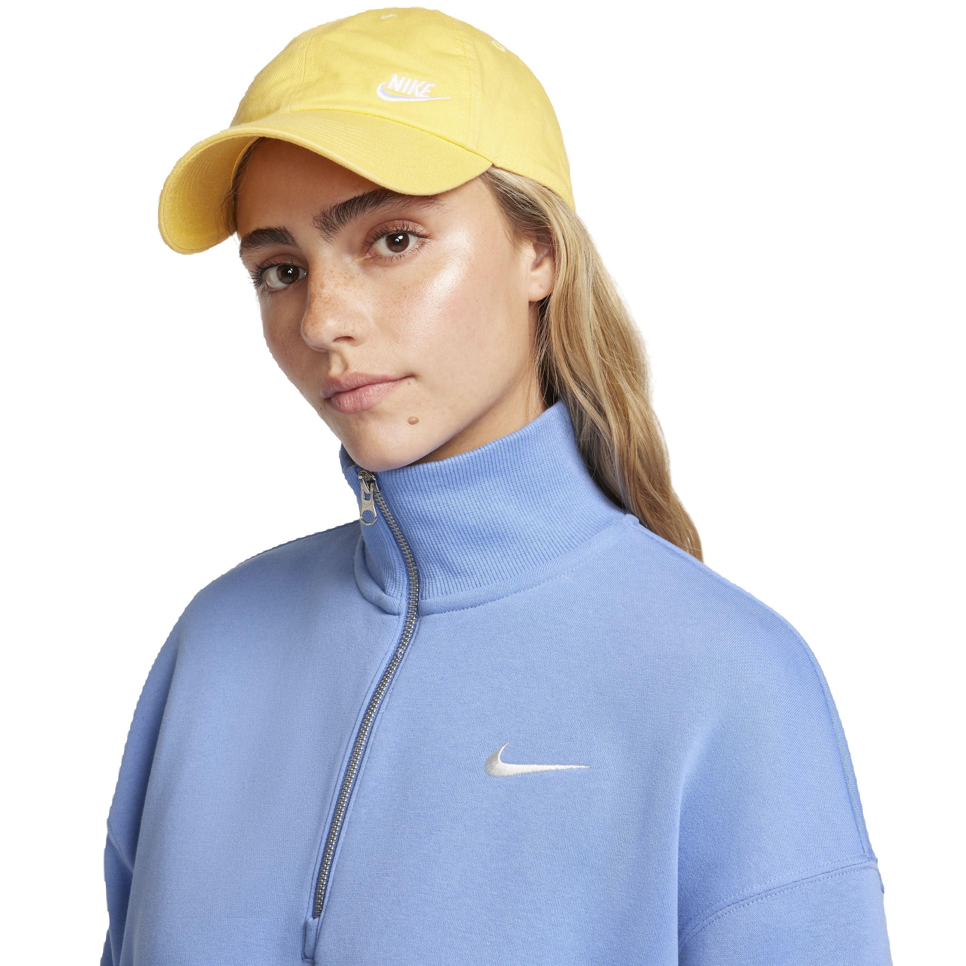 Nike Women's Sportswear Phoenix Fleece Oversized 1/2-Zip Crop Sweatshirt - BLUE Thumbnail View 3