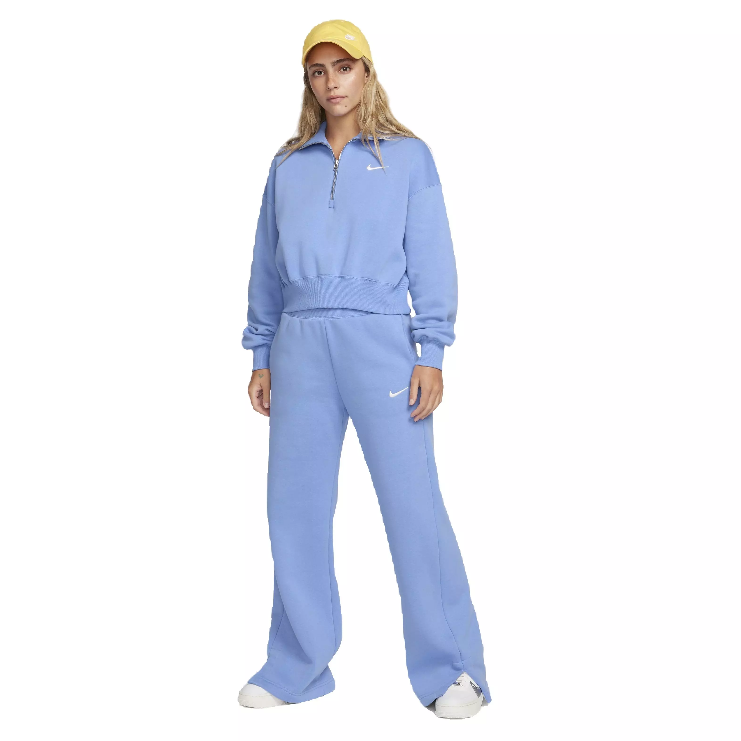 Nike Women's Sportswear Phoenix Fleece Oversized 1/4-Zip Cropped Sweatshirt - BLUE