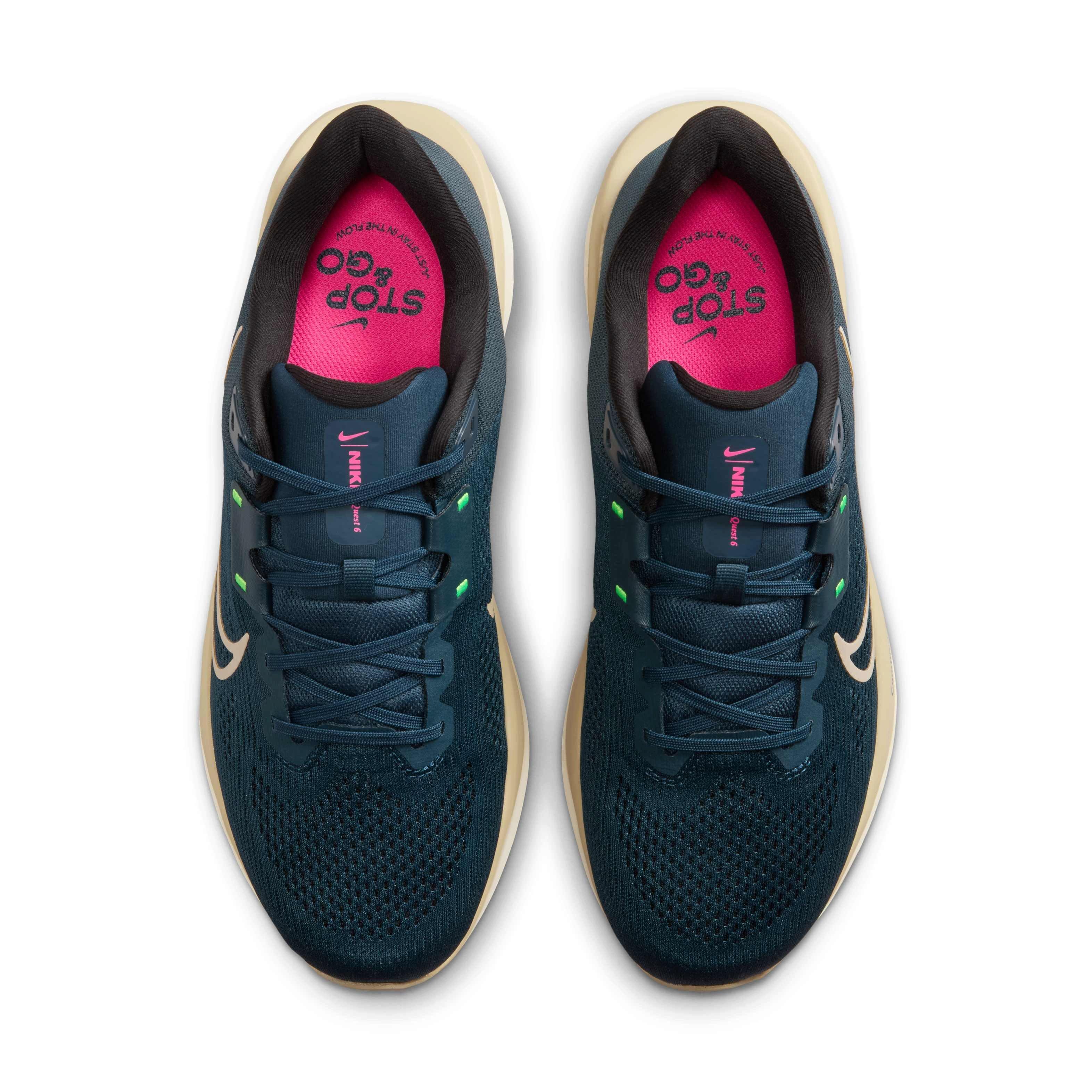 Nike Quest 6 "Armory Navy/Green Strike/Black/Desert Khaki" Men's Running Shoe - NAVY/GREEN/BLACK/KHAKI Thumbnail View 4