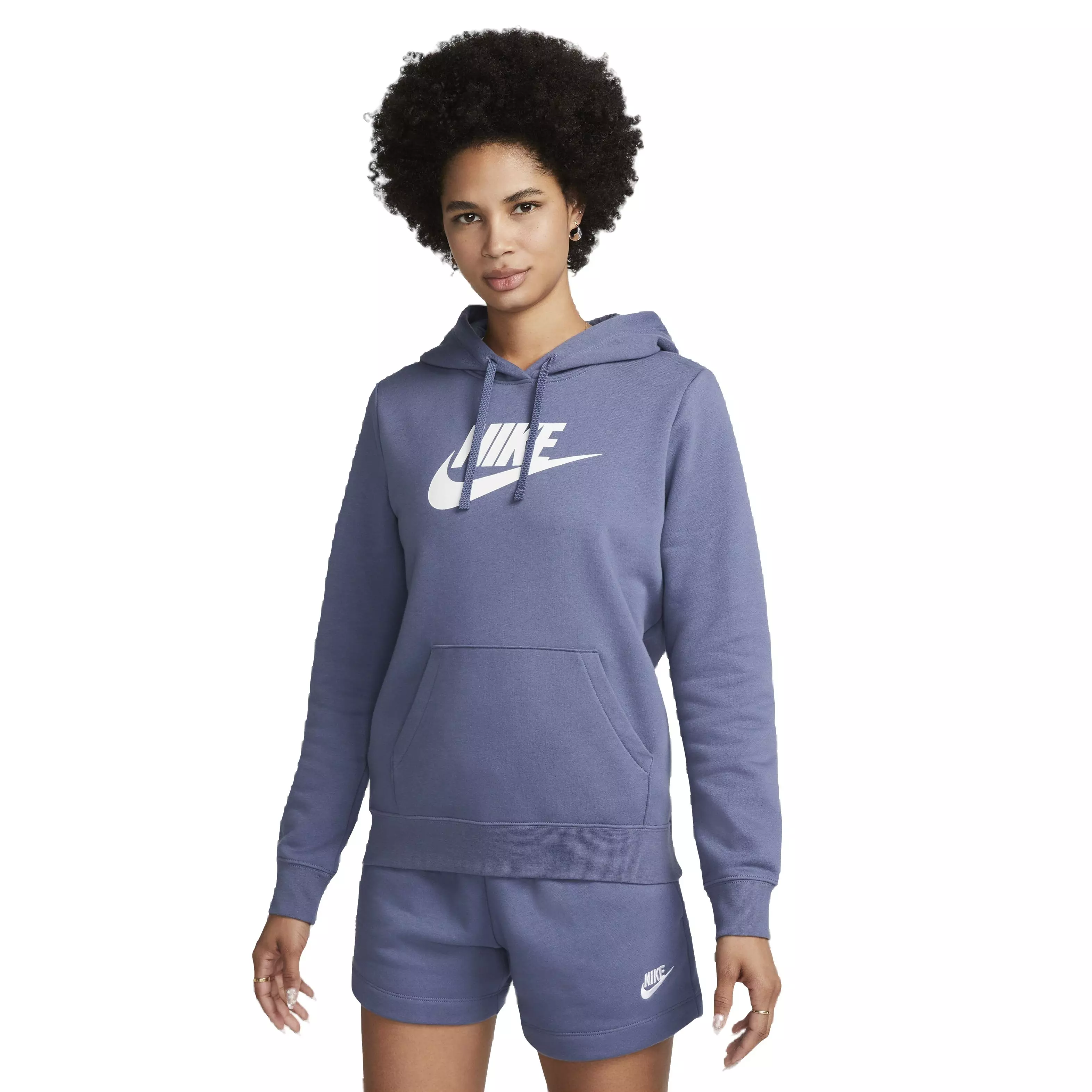 Nike Women's Sportswear Club Fleece Graphic Standard Pullover Hoodie - BLUE