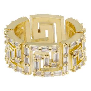King Ice Iced Greek Key Ring - Gold - GOLD