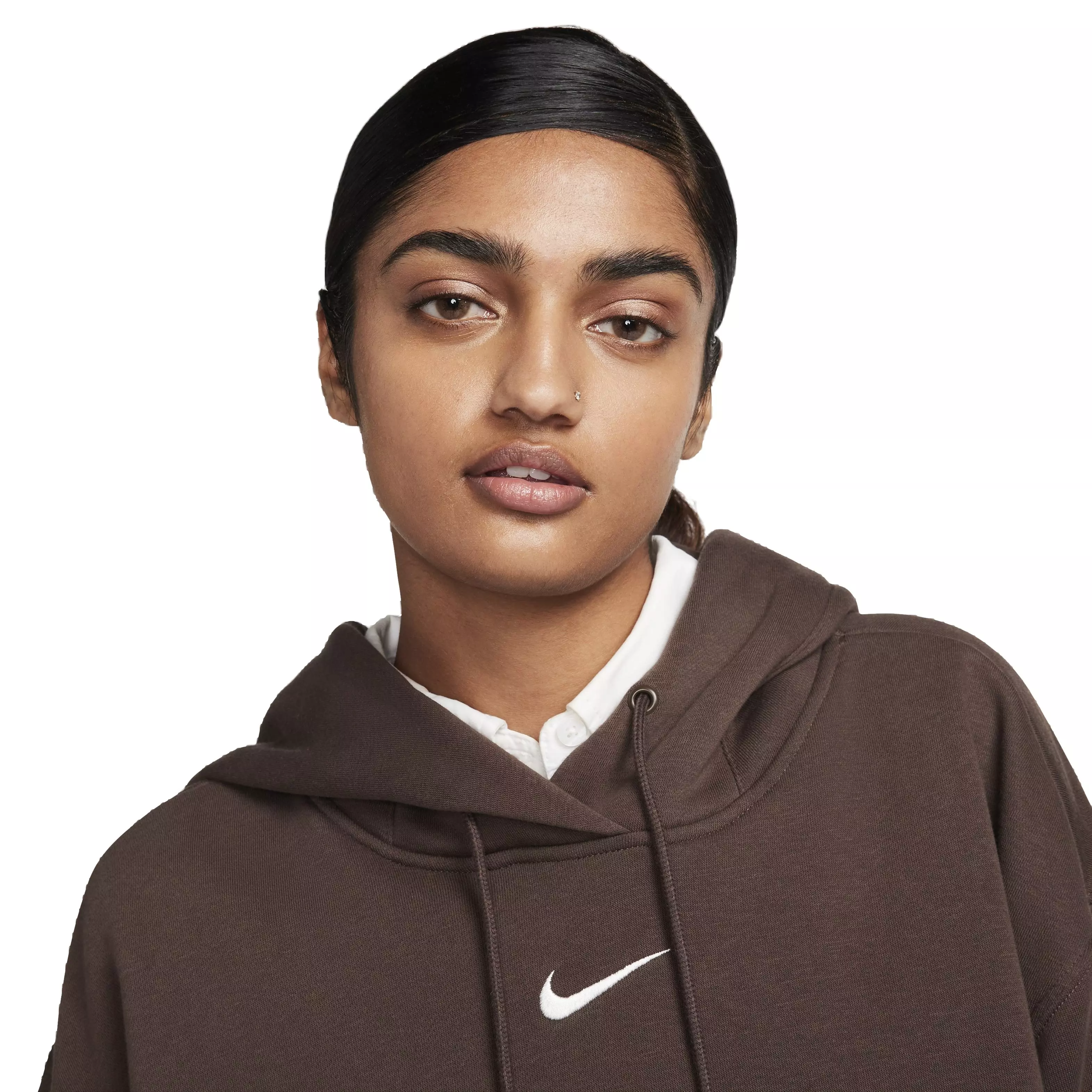 Nike Women's Sportswear Phoenix Fleece Oversized Pullover Hoodie - BROWN